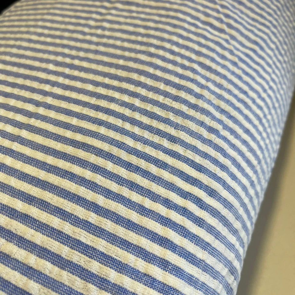 Pastel Blue 100% Cotton Seersucker Fabric Crush Stripe Costume Craft Dress Material 44" By The Meter