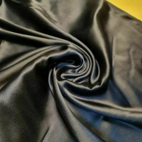 Black Charmeuse Soft Silky Satin Fabric Wedding Dress Glossy Drape Décor Material 44" (20 Meter Roll)