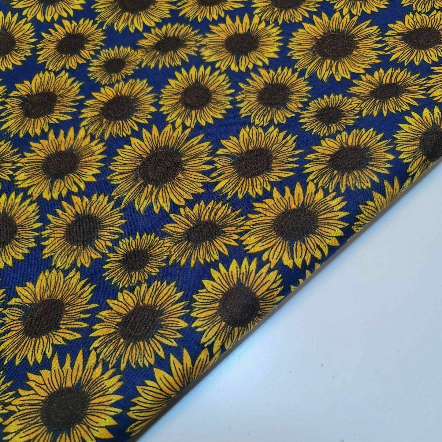 Yellow Sunflower Floral Polycotton Fabric 44" Wide | Cotton Blend Fabric by the Metre