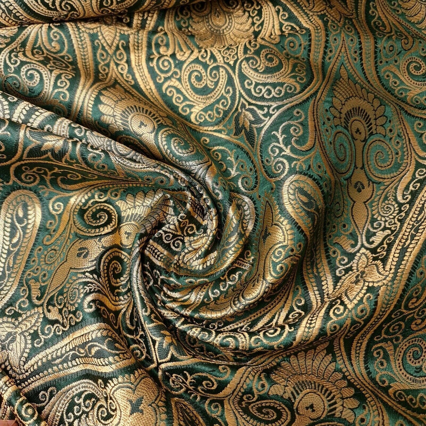 bottle green brocade fabric in the uk