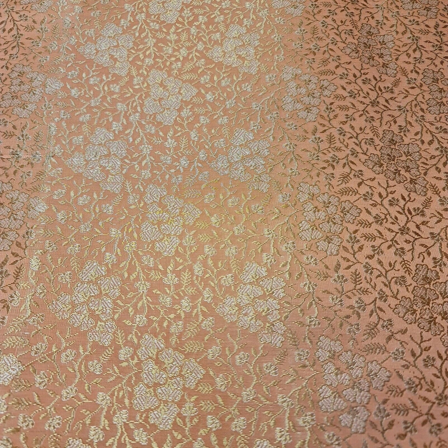 dusty pink brocade fabric with floral gold metallic print