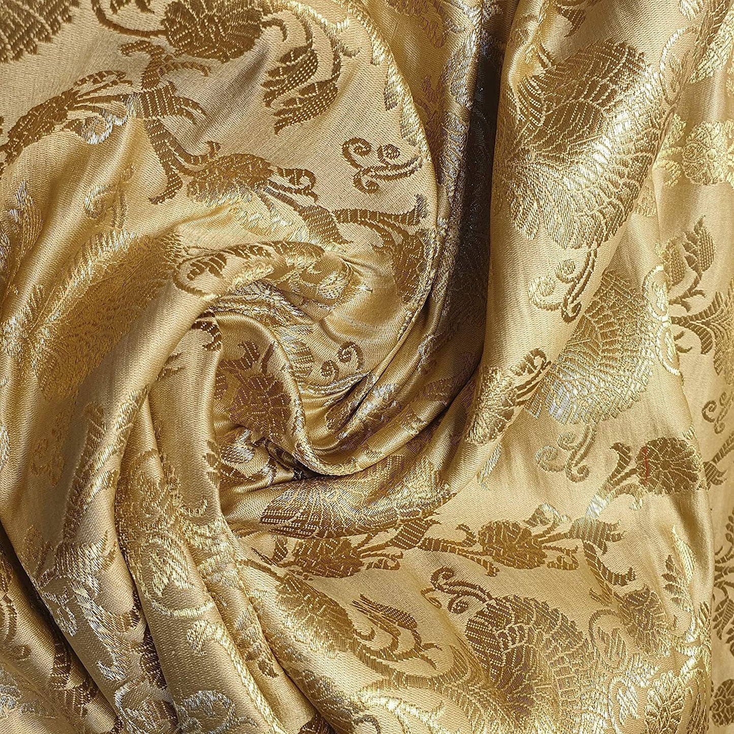 gold banarasi brocade fabric for dressmaking and crafting