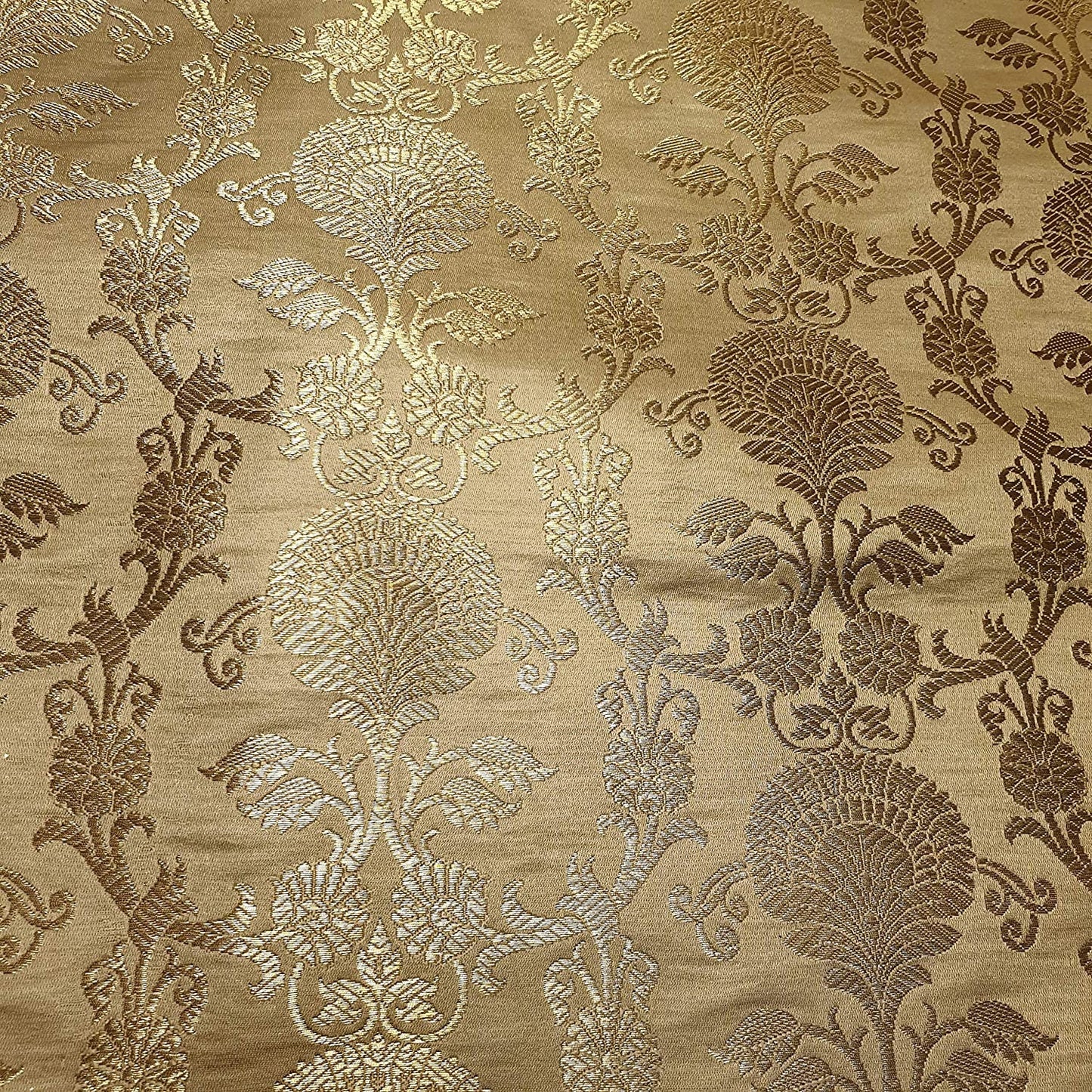 gold brocade fabric with gold metallic floral design