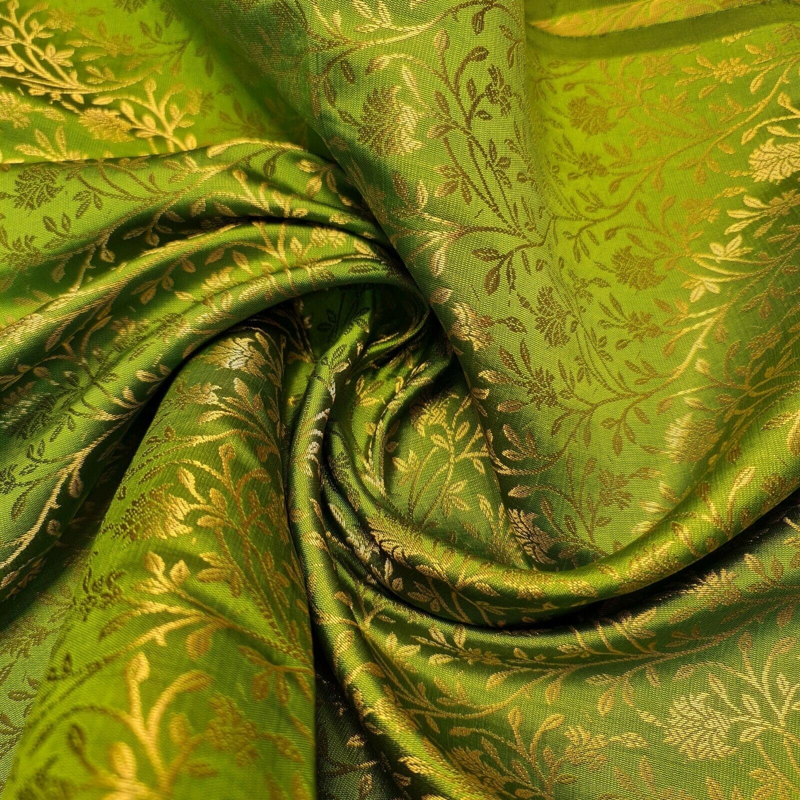 green brocade fabric in the uk