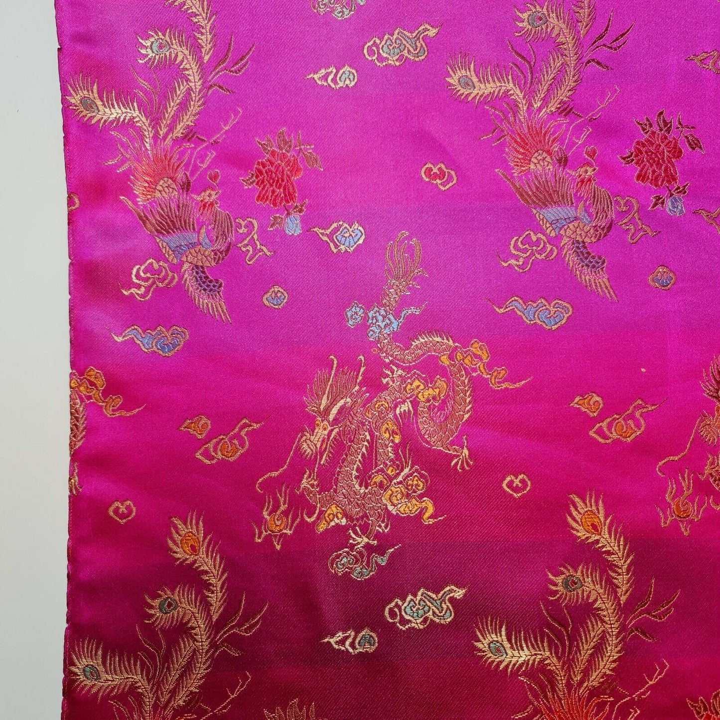 hot pink chinese silk brocade fabric by the meter