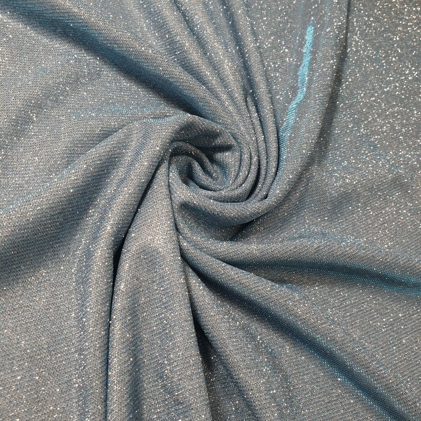 Türkis-weißer, schimmernder, mondlichtglänzender, dehnbarer Nylonstoff mit Glitzer, für Kulissen, Weihnachtsdeko, Kleider, Bastelstoff, 147,3 cm, Meterware