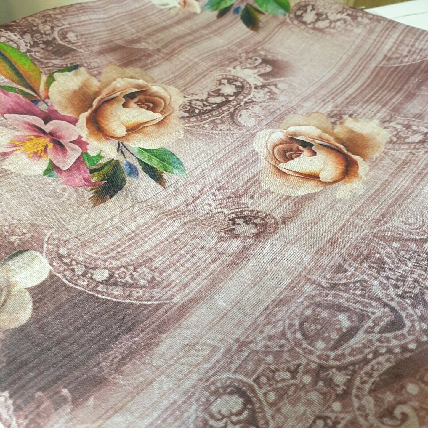 Polyester-Kunstseide, Blumen- und Rosendruck, Kleider-Bastelstoff, 111,8 cm, Meterware (Druck 6)