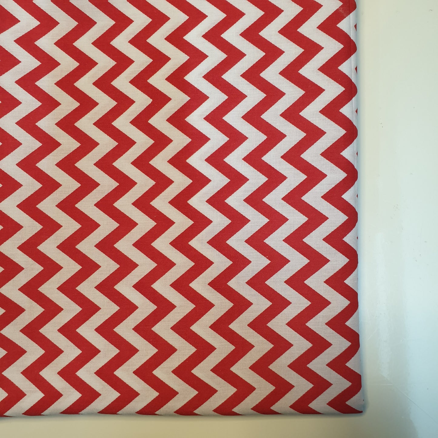 Red & White Chevron Polycotton Fabric 44" Wide | Zig Zag Craft, Dressmaking & Quilting Material by the Metre