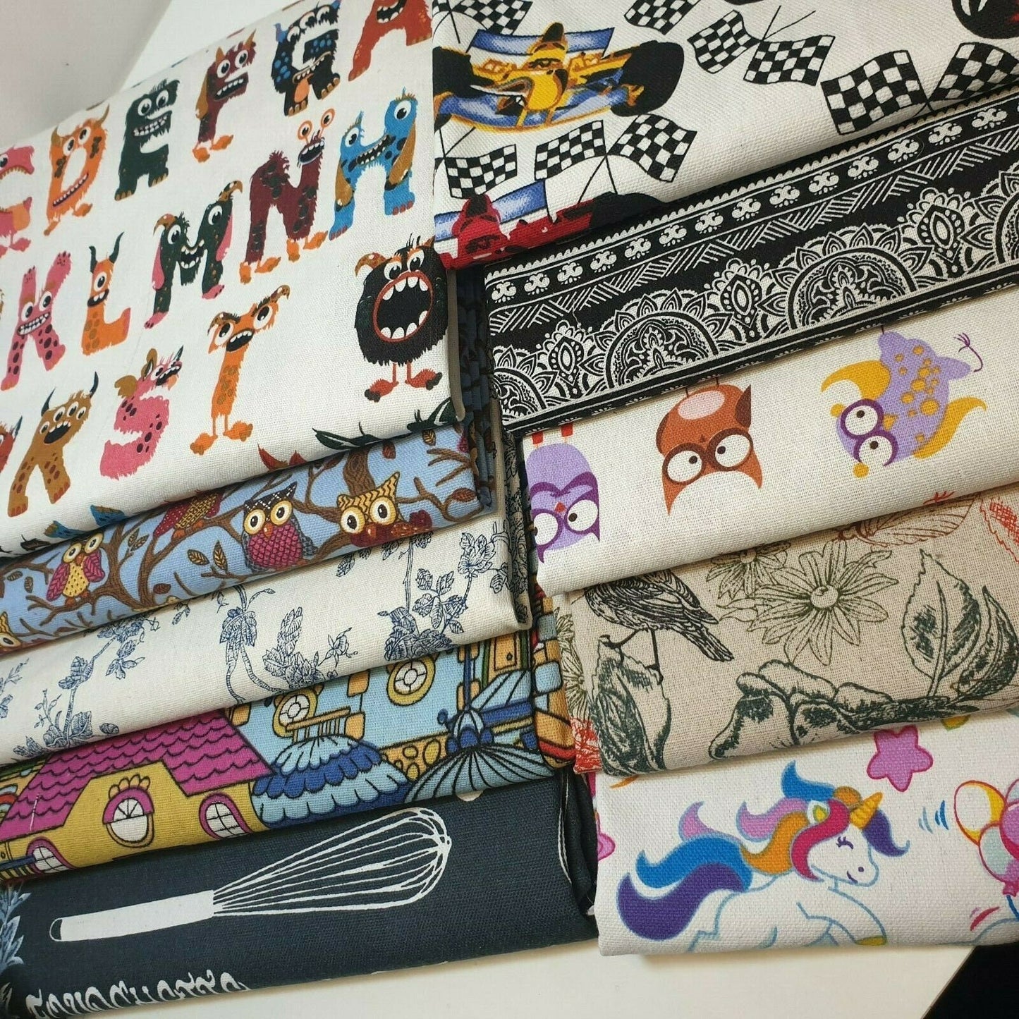 Alphabet Monster 100% Cotton Printed Canvas Craft Fabric Dress Soft Furnishing Costume Material 58"