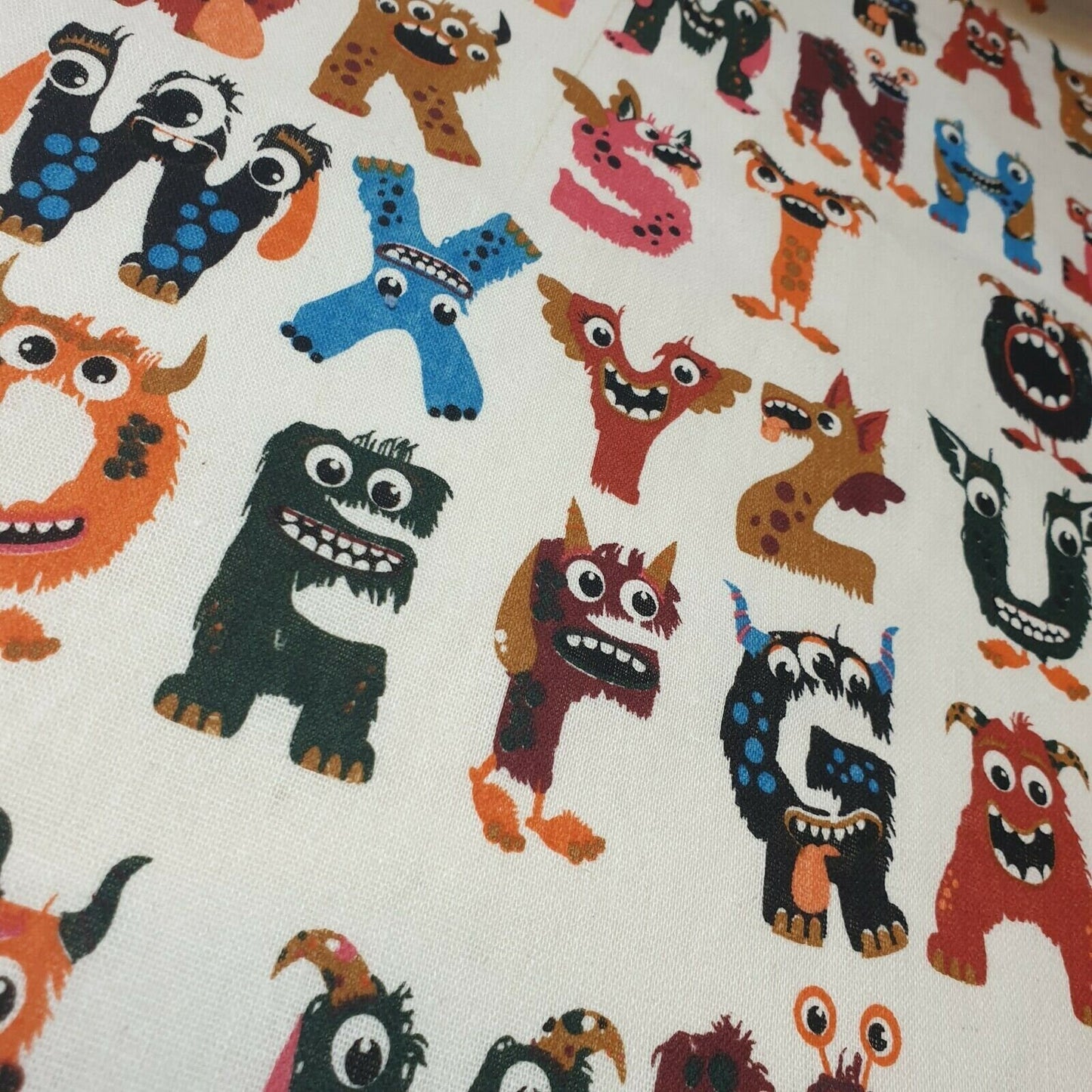 Alphabet Monster 100% Cotton Printed Canvas Craft Fabric Dress Soft Furnishing Costume Material 58"