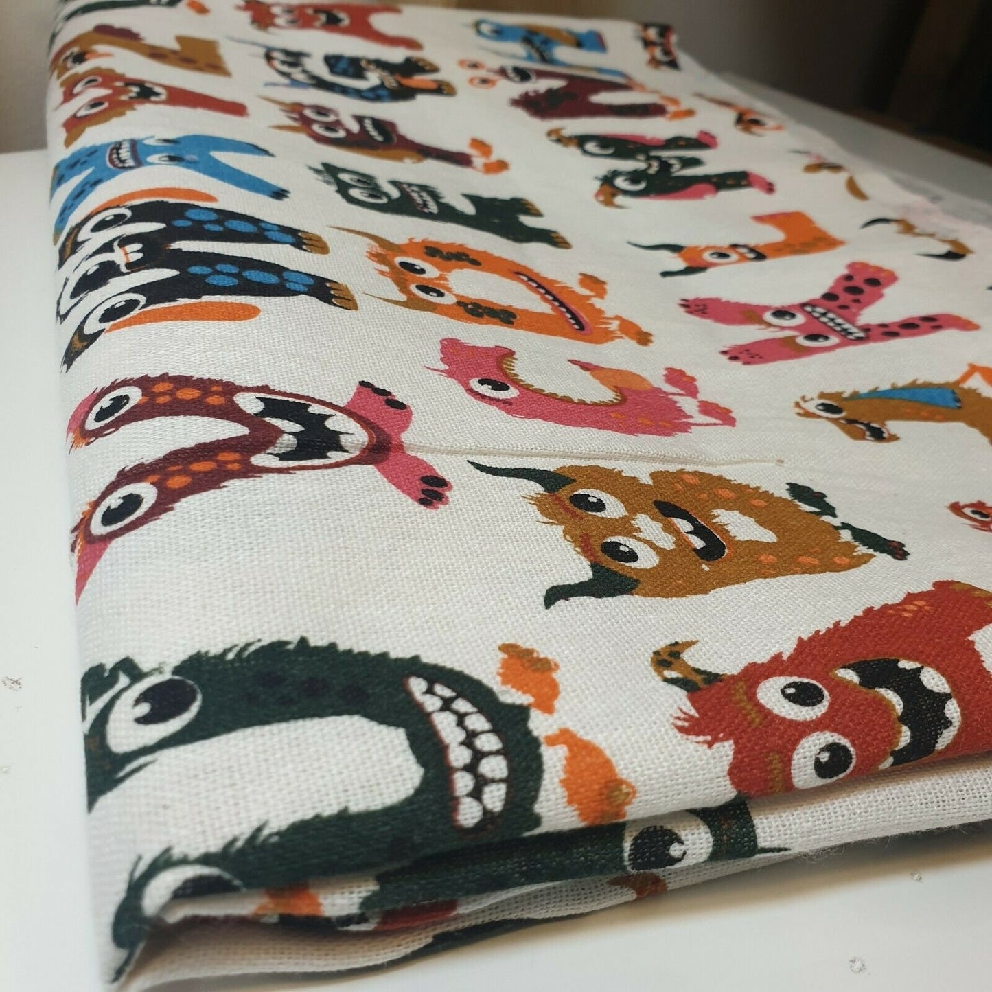 Alphabet Monster 100% Cotton Printed Canvas Craft Fabric Dress Soft Furnishing Costume Material 58"