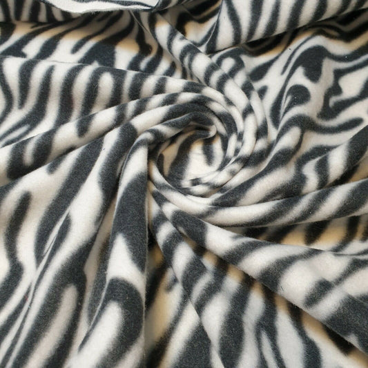 Polarfleece, Anti-Pilling, Tier-Hund, Pferd, Wolf-Druck, weicher, warmer Stoff, 147,3 cm, Meterware (Zebra-Druck)