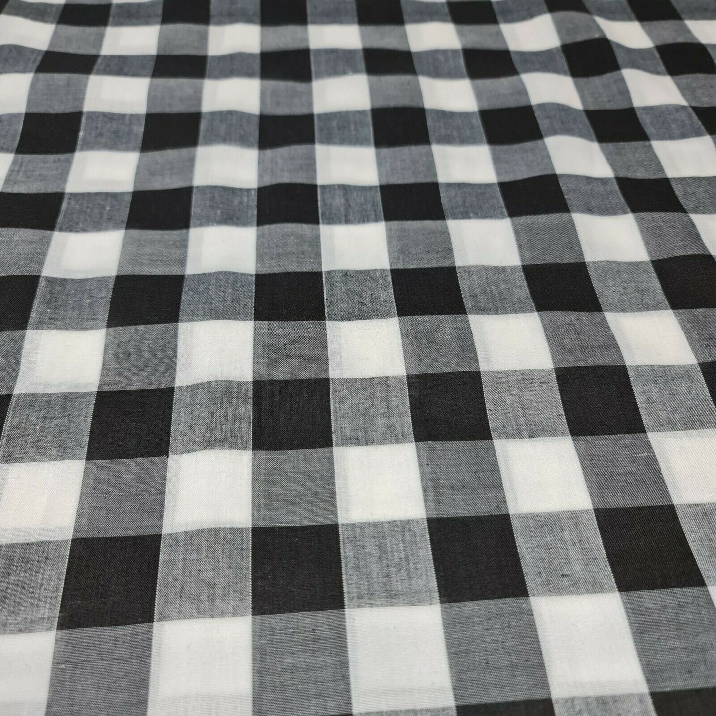 Polycotton-Stoff, 2,5 cm, Gingham-Karostoff, für Kleider, Bastelarbeiten, Uniformen, kariert, 112 cm (schwarz)