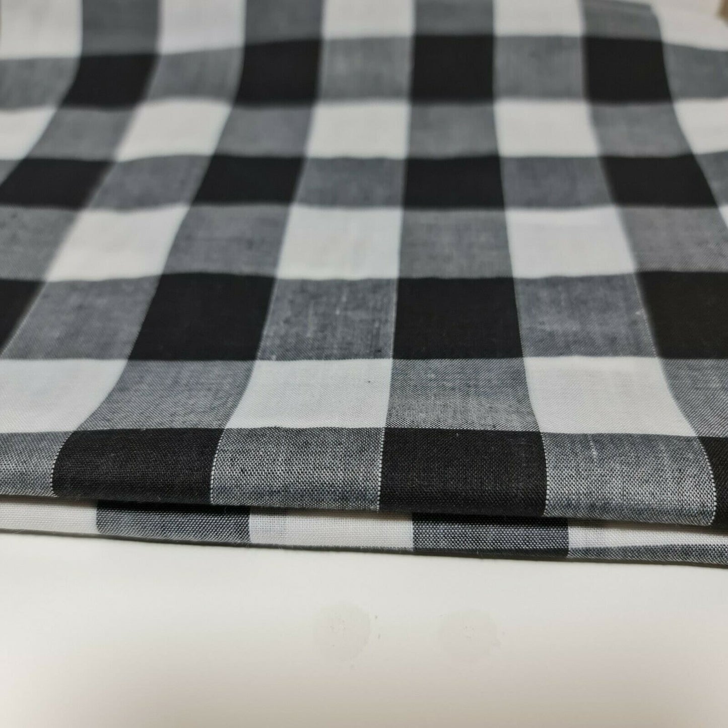 Polycotton-Stoff, 2,5 cm, Gingham-Karostoff, für Kleider, Bastelarbeiten, Uniformen, kariert, 112 cm (schwarz)