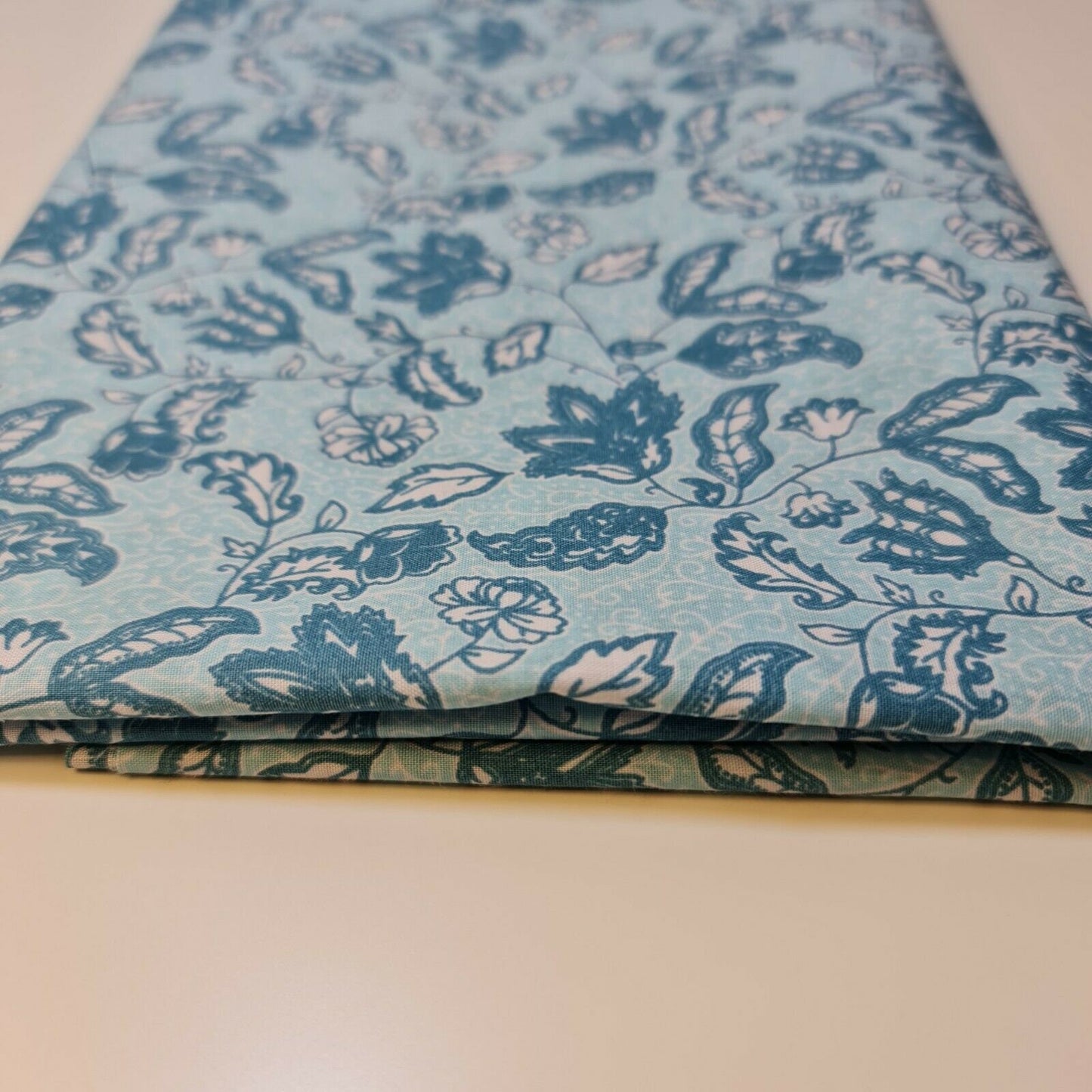 Blue Vintage Floral Vine Polycotton Fabric 44" Wide | Cotton Blend Fabric by the Meter
