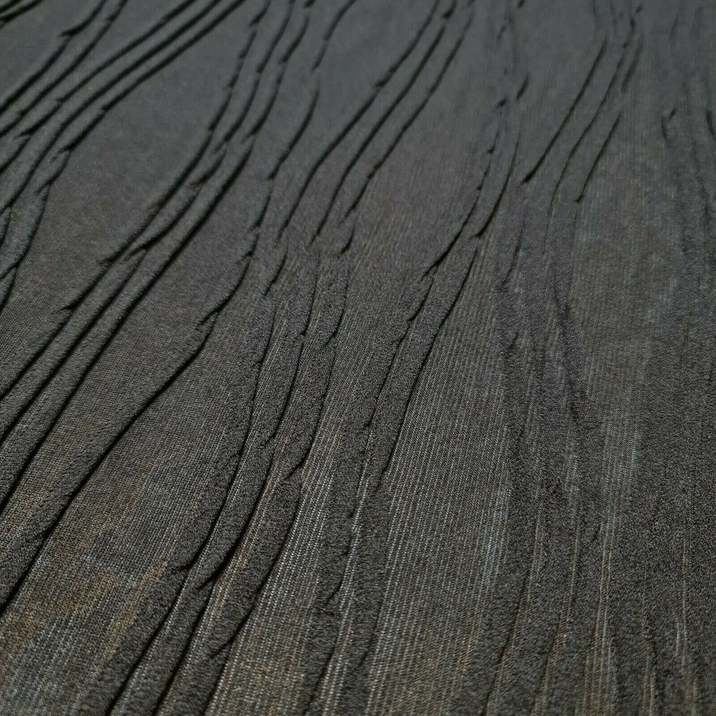 BLACK Ribbed Pleated Tramline Stretch Jersey Elastane Dress Fabric Material 44"