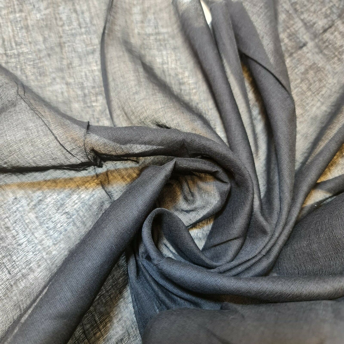 Black 100% Cotton Muslin Fabric – Sheer Gauze, Plain Weave – 44” Wide – Dress Lining, Crafts & More (By the Meter)