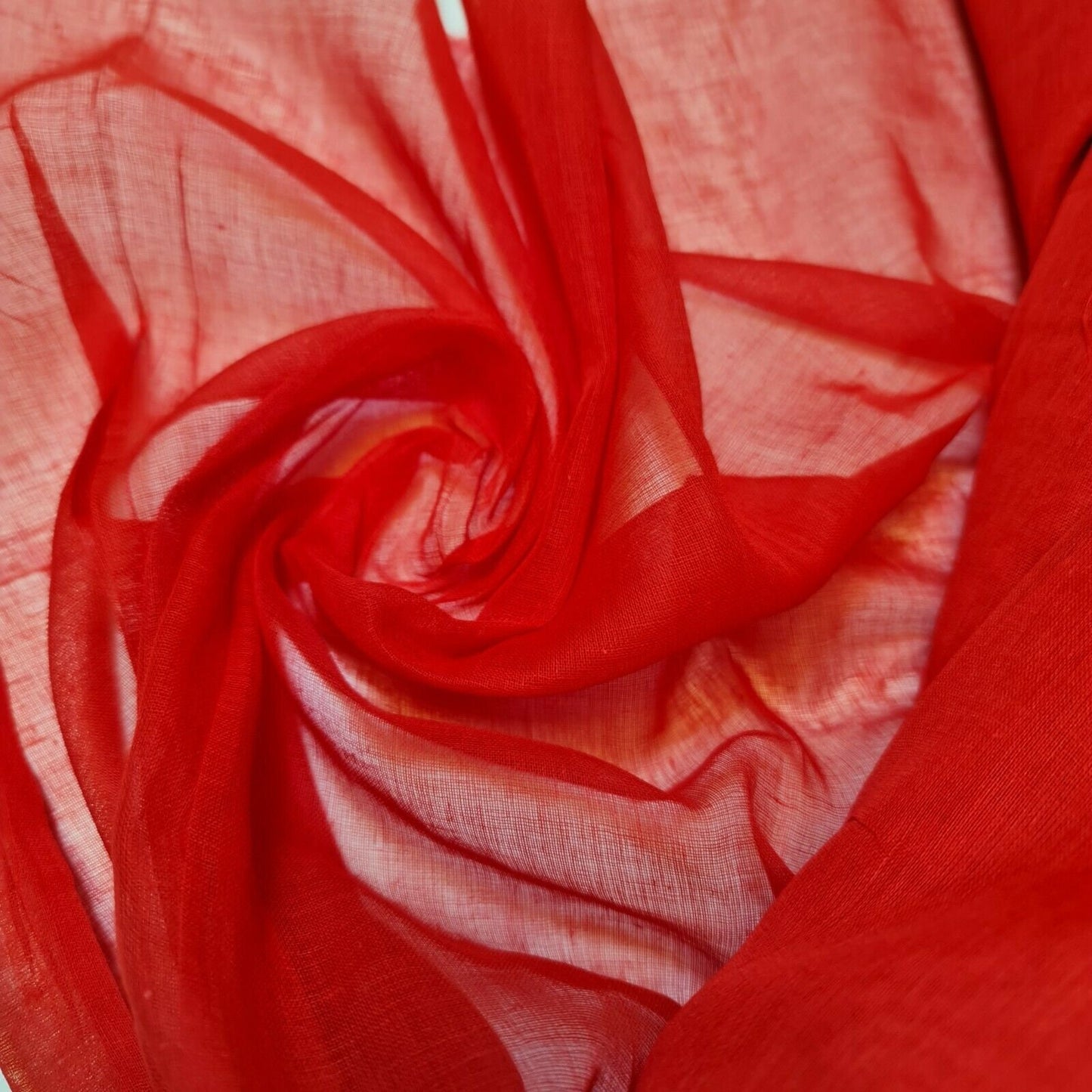 Red 100% Cotton Muslin Fabric – Sheer Gauze, Plain Weave – 44” Wide – Dress Lining, Crafts & More (By the Meter)