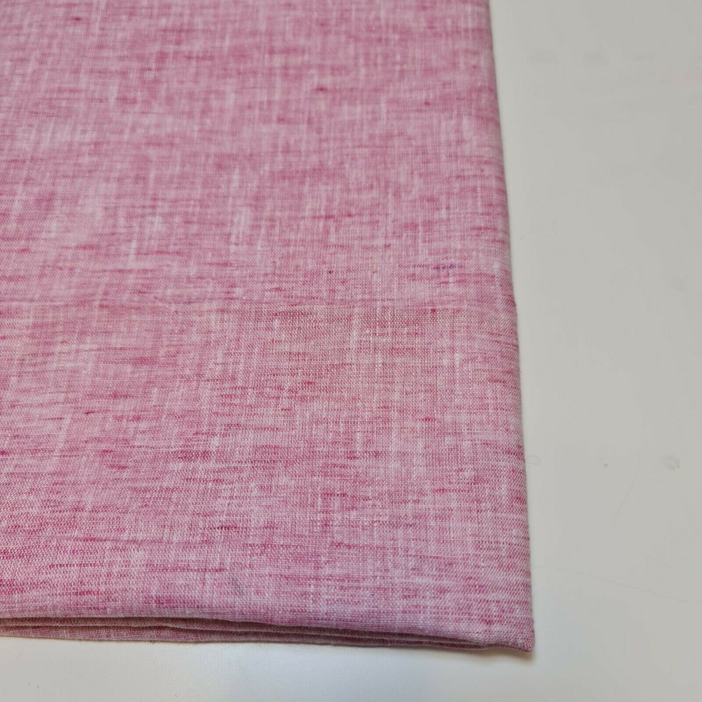 Candy Pink Shot 100% Natural Cotton Linen Fabric Soft Mélange Dress Craft Quilting Material 44" By The Meter
