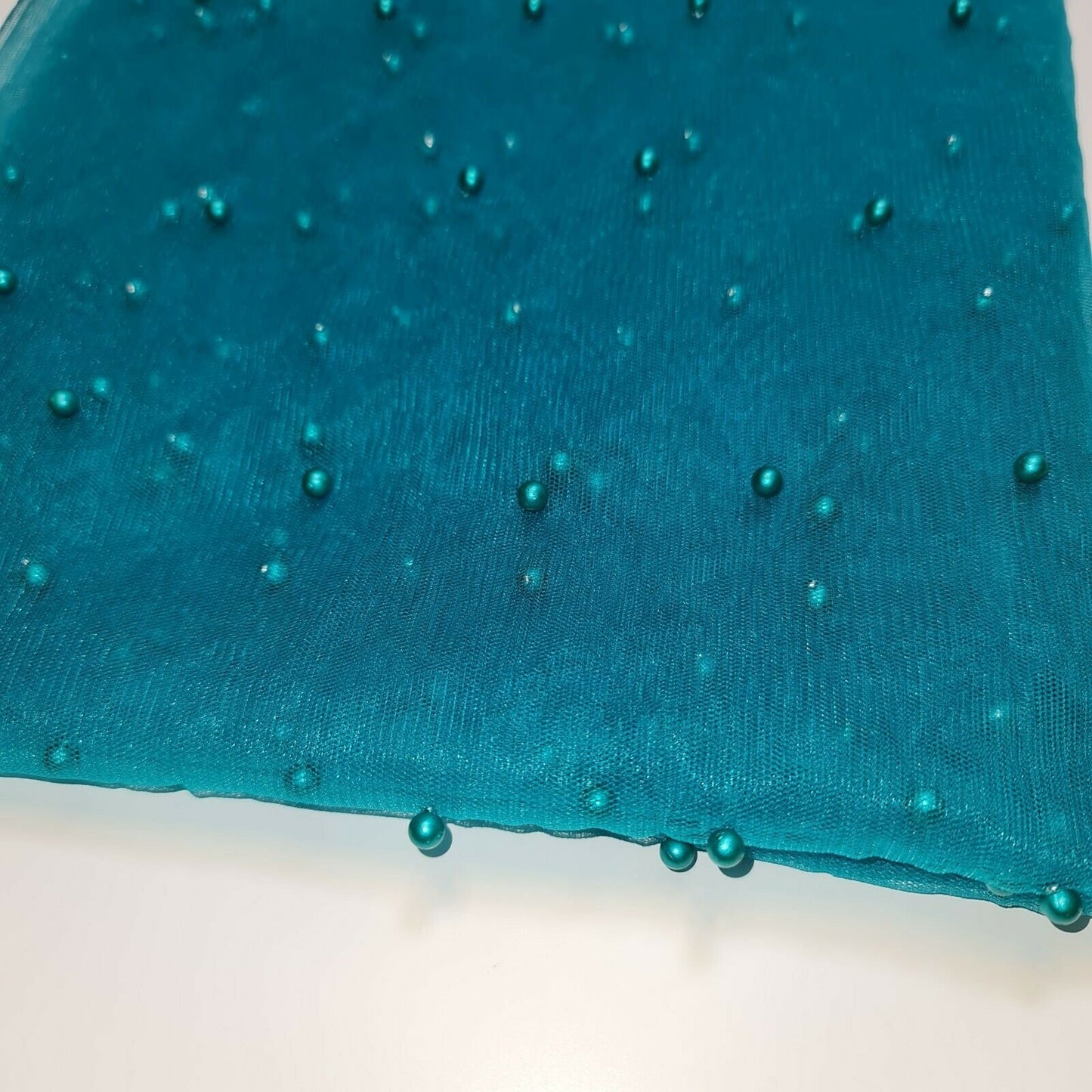 Tüll mit Perlen besetztes Spitzennetz, Brautschleier, Hochzeitshintergrund, Dekoration, 147,3 cm (Jade)