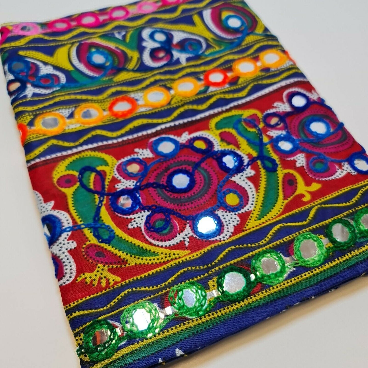 Cotton Indian Ethnic Mirror Embroidery Suzani Rangoli Boho Banjara Fabric 44" (Design 2)