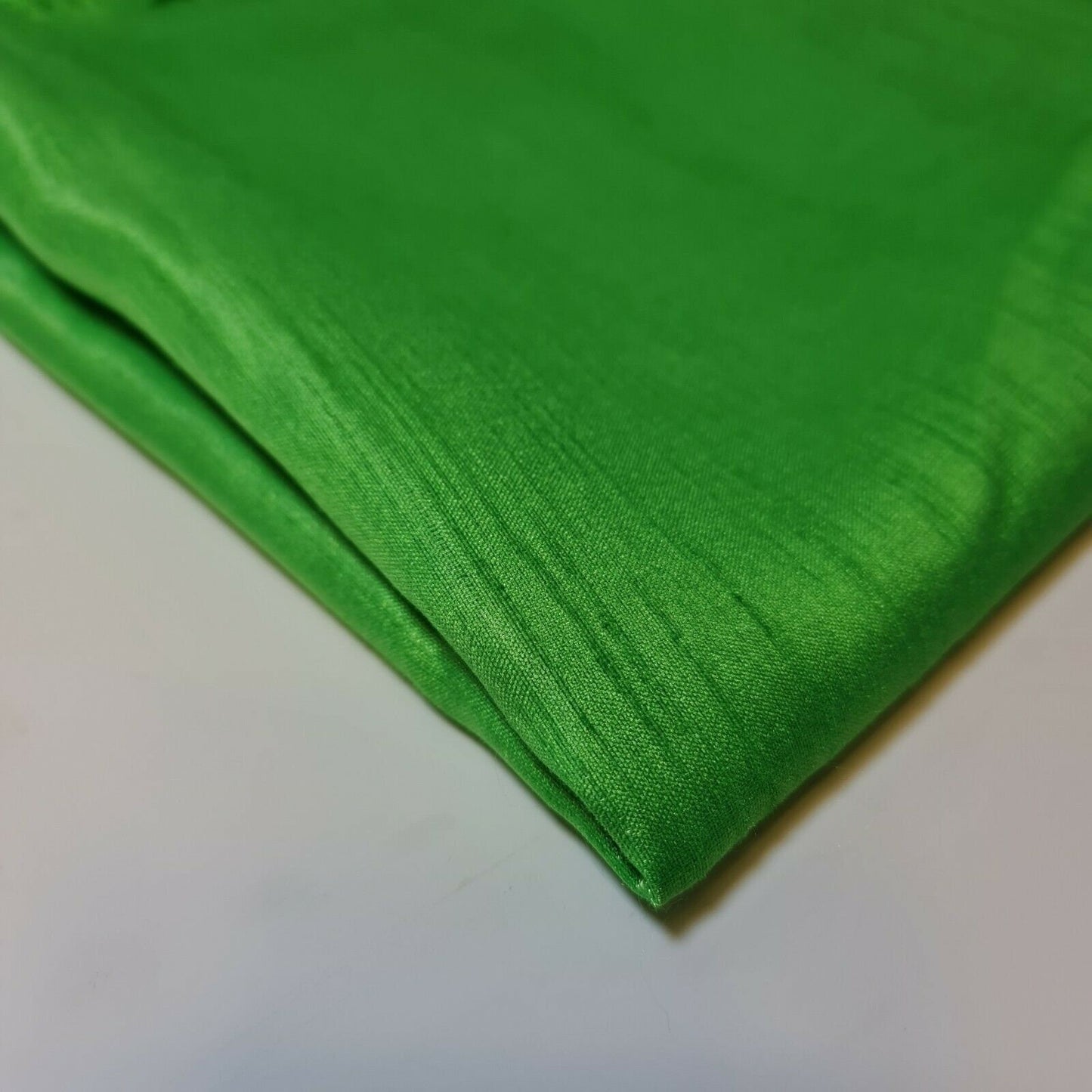 Apple Green Faux Dupion Raw Polyester Silk Plain Dyed Slub Shot Fabric Craft 44" By Meter