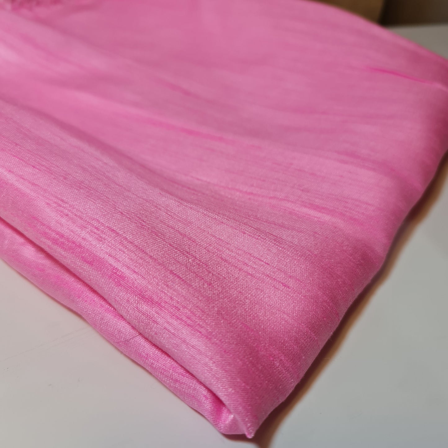 Candy Pink Faux Dupion Raw Polyester Silk Plain Dyed Slub Shot Fabric Craft 44" By Meter