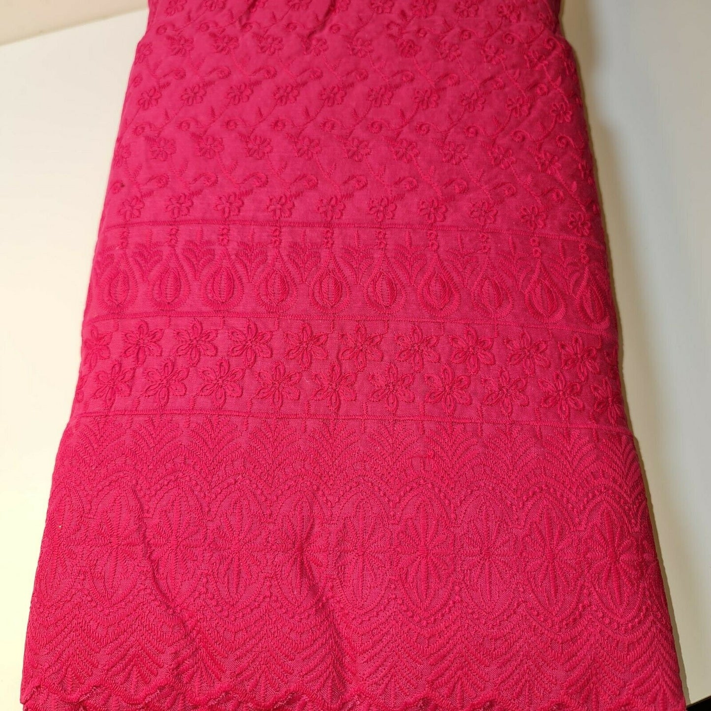NEW SPRING 100% Cotton Lawn Broderie Anglaise Embroidery Dress Craft Fabric 44" (Hot pink)