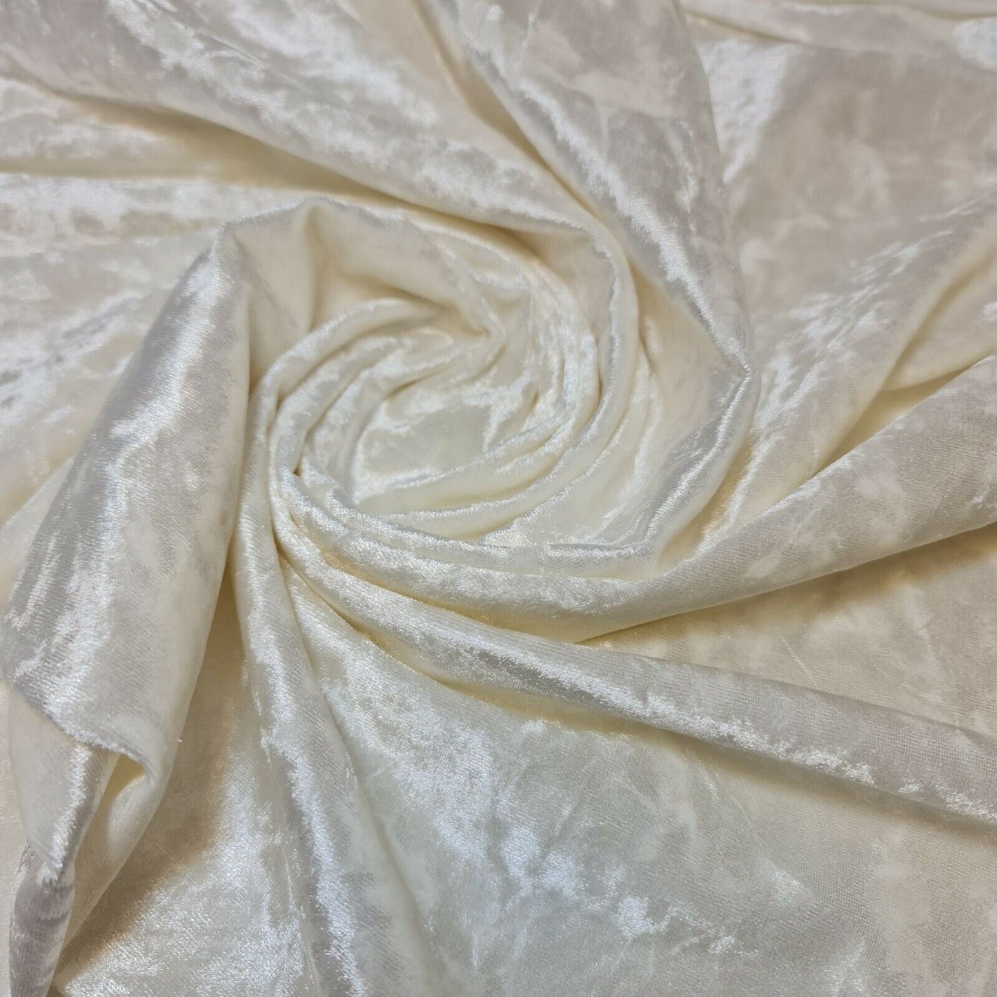Plain Velvet Fabric Premium Crushed Stretch Dress Craft Wedding Material 60" (Ivory)
