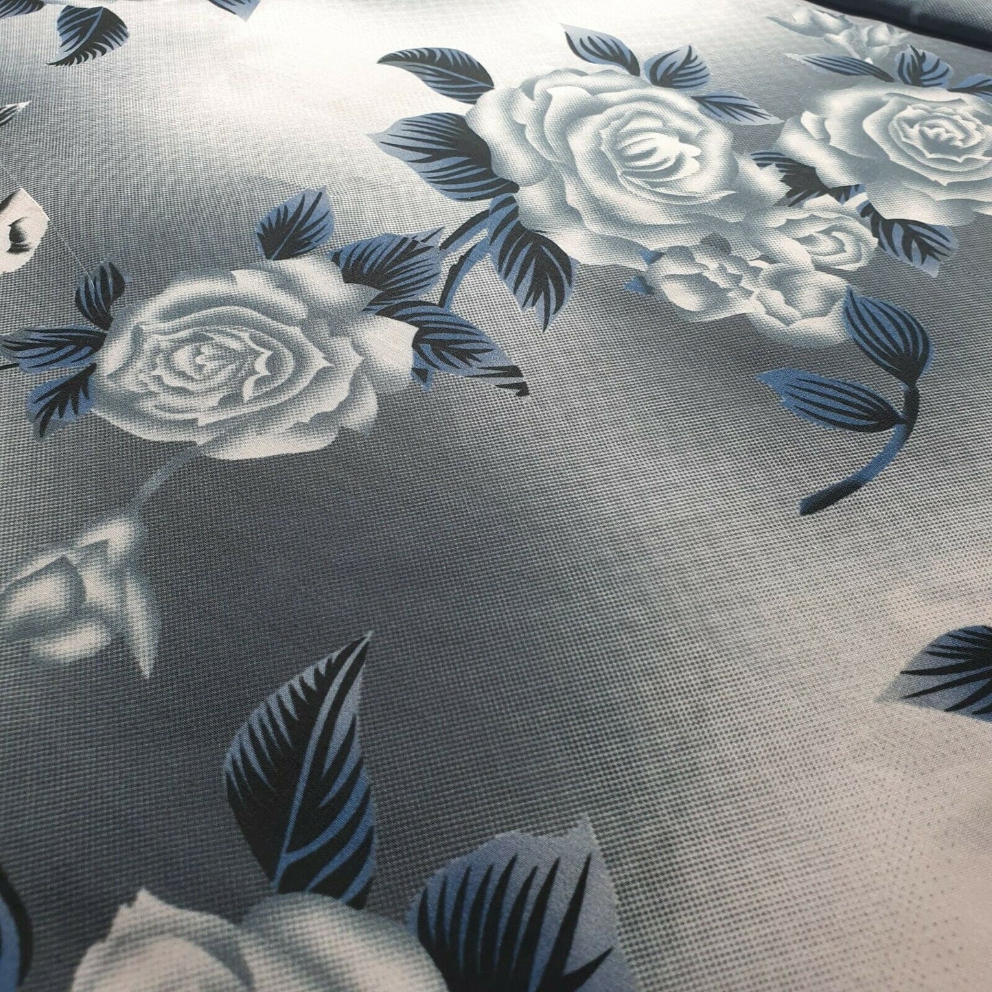 Grey Roses Print Polycotton Muslin Fabric Dress Drape Craft Material 44" By Meter