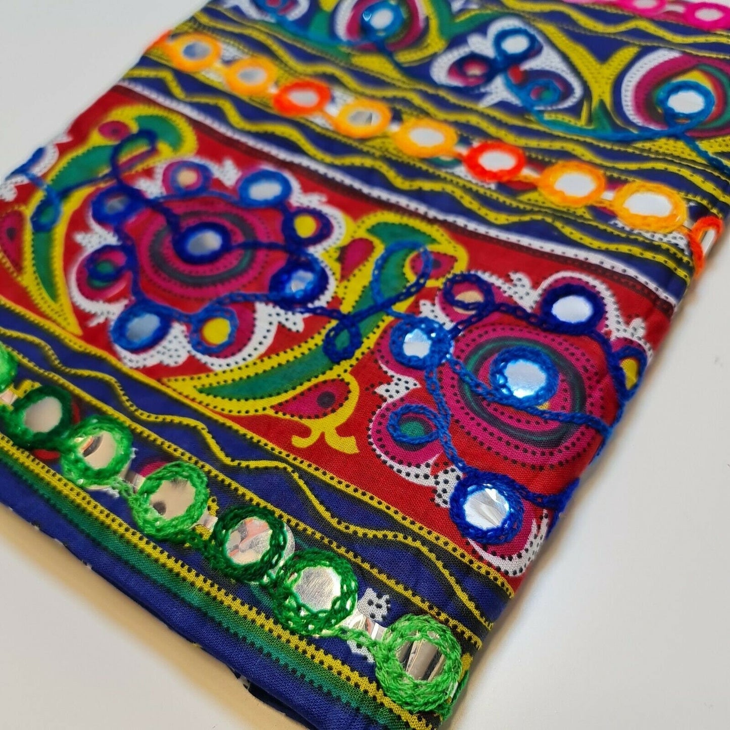 Cotton Indian Ethnic Mirror Embroidery Suzani Rangoli Boho Banjara Fabric 44" (Design 2)