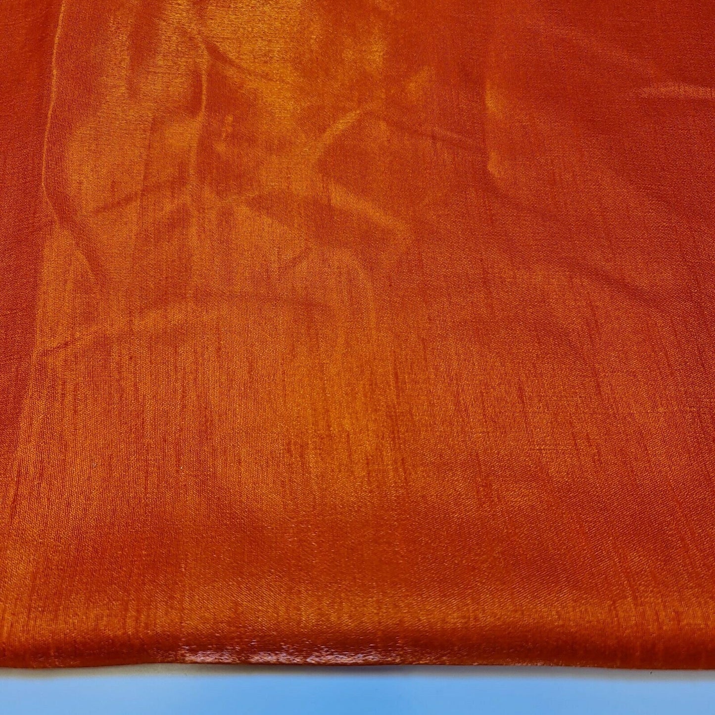 Orange Faux Dupion Raw Polyester Silk Plain Dyed Slub Shot Fabric Craft 44" By Meter