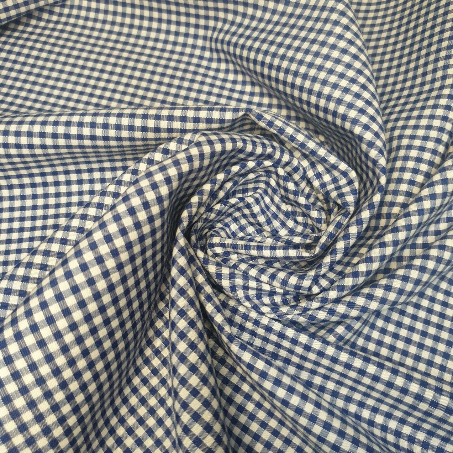 Royal Blue Gingham Polycotton Fabric 1/8" Check Sewing Dressmaking Curtains Uniform Table cover Material 44" Meter
