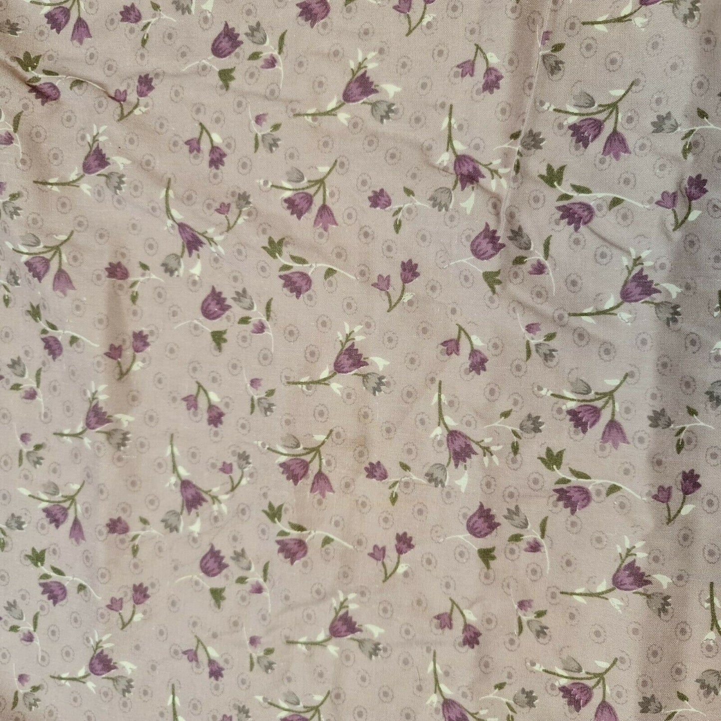 Lilac Vintage Floral Printed Polycotton Soft Dress Craft Fabric 58" By The Meter