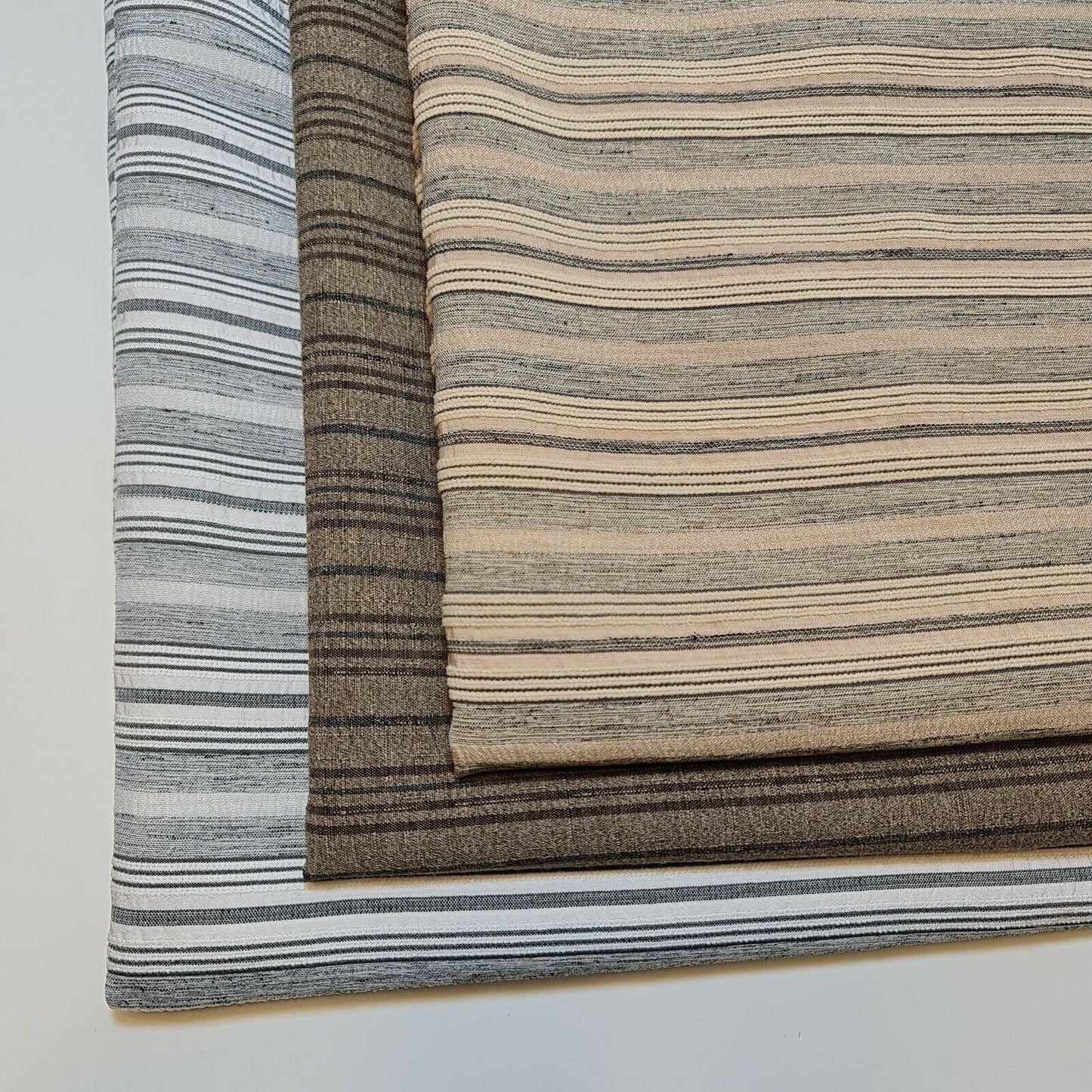 Cord 100% Cotton Stripe Jacquard Non Stretch Craft Dress Upholstery Fabric 58" (Brown Base)