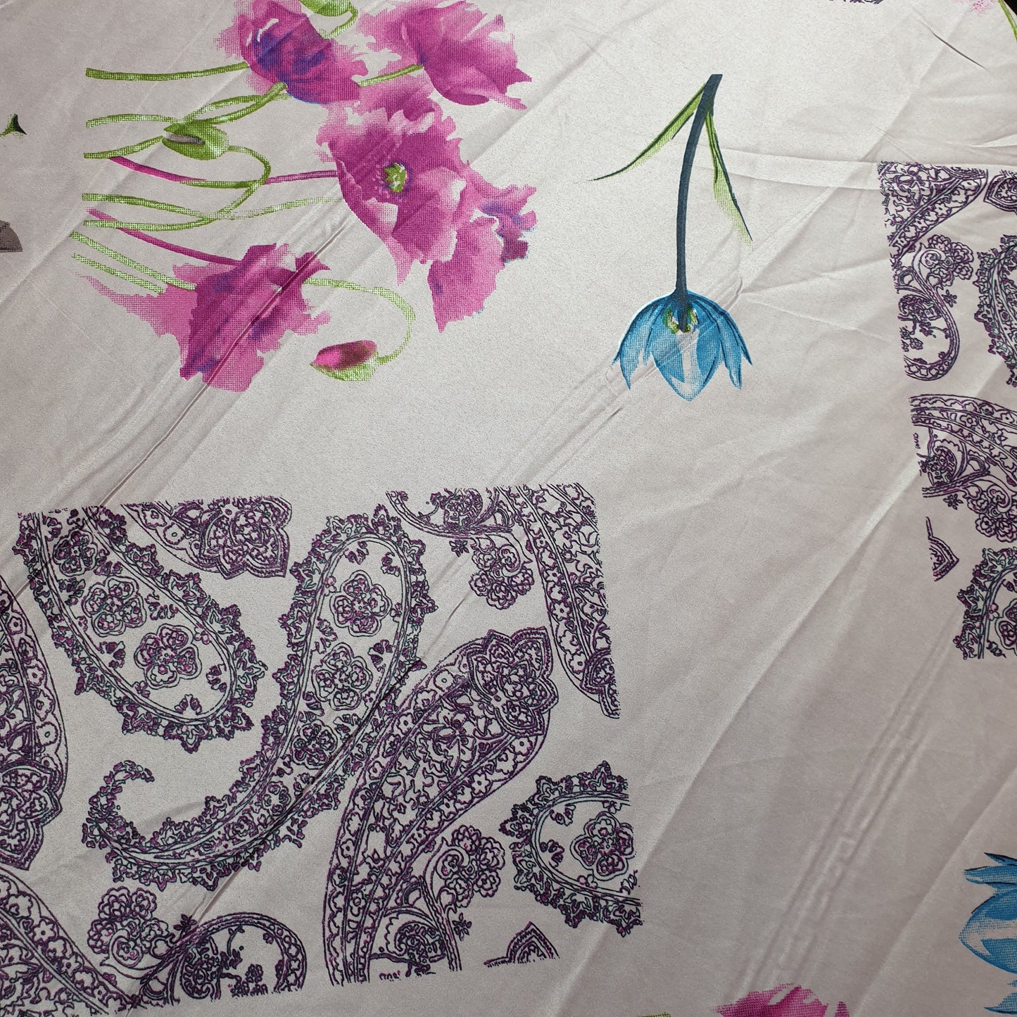 Blumenmuster, bedruckter Seidensatinstoff für Kleider, 147,3 cm, Meterware, d#4 (Farbe 2)