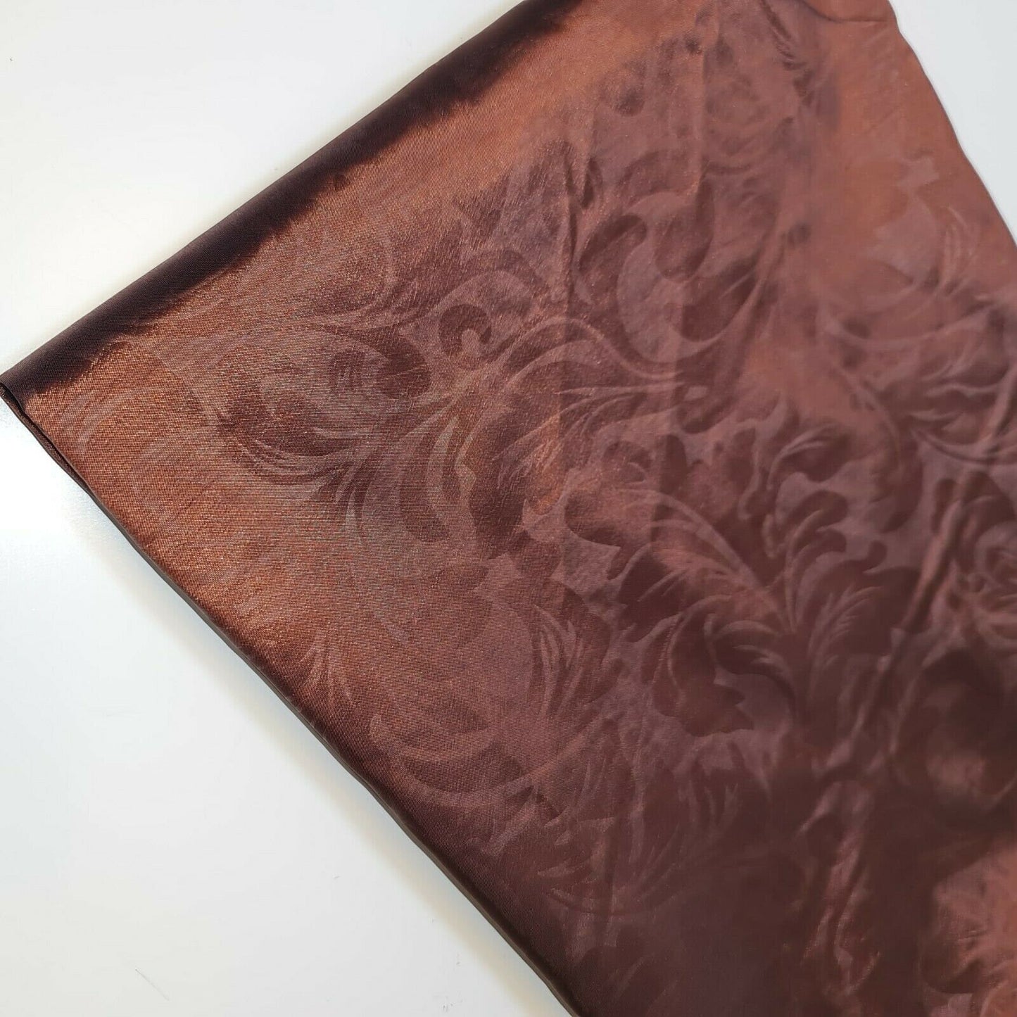 Rust Floral Self Print Faux Silk Taffeta Material Dress Craft Cushion Curtain Fabric 58" By Meter