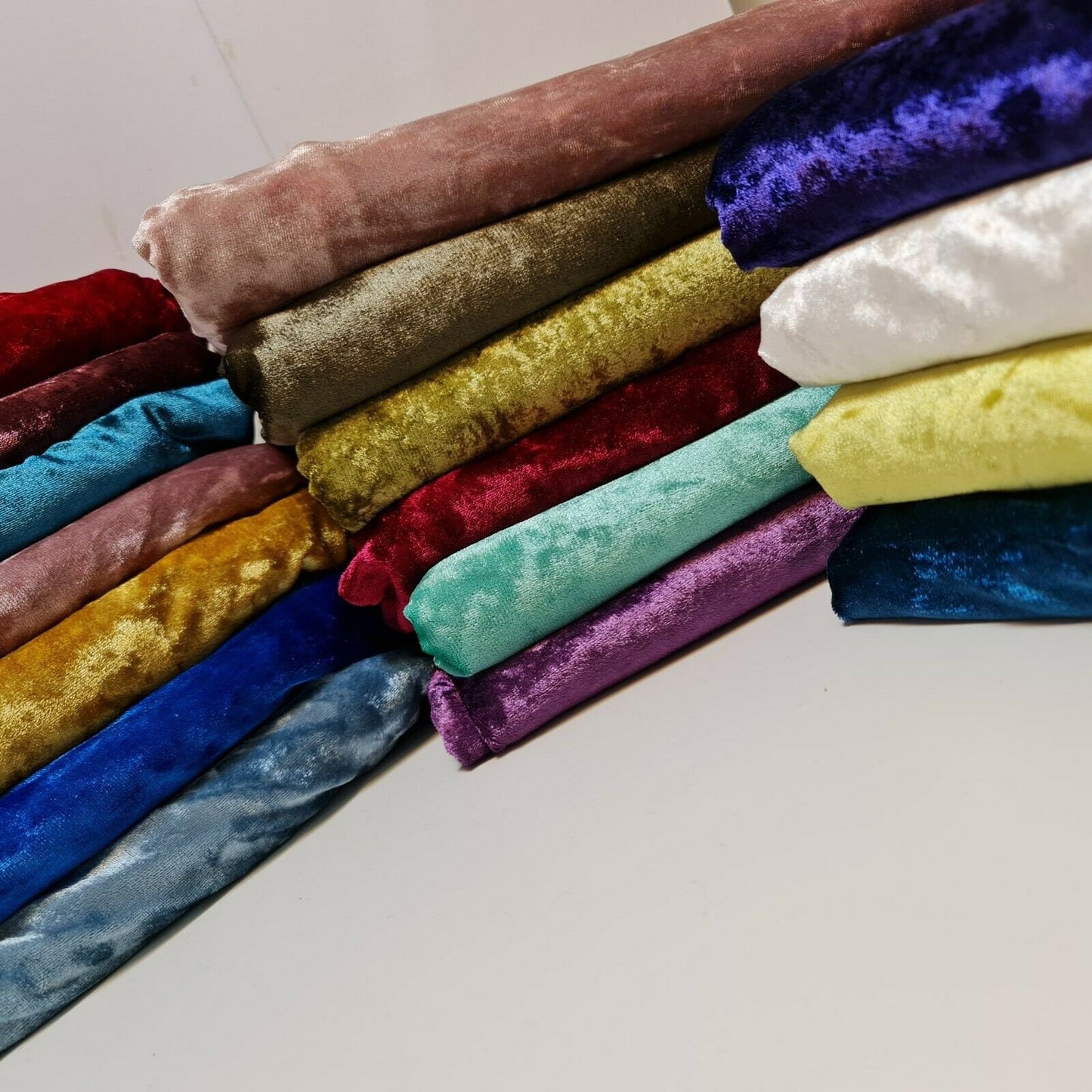 Plain Velvet Fabric Premium Crushed Stretch Dress Craft Wedding Material 60" (Ivory)