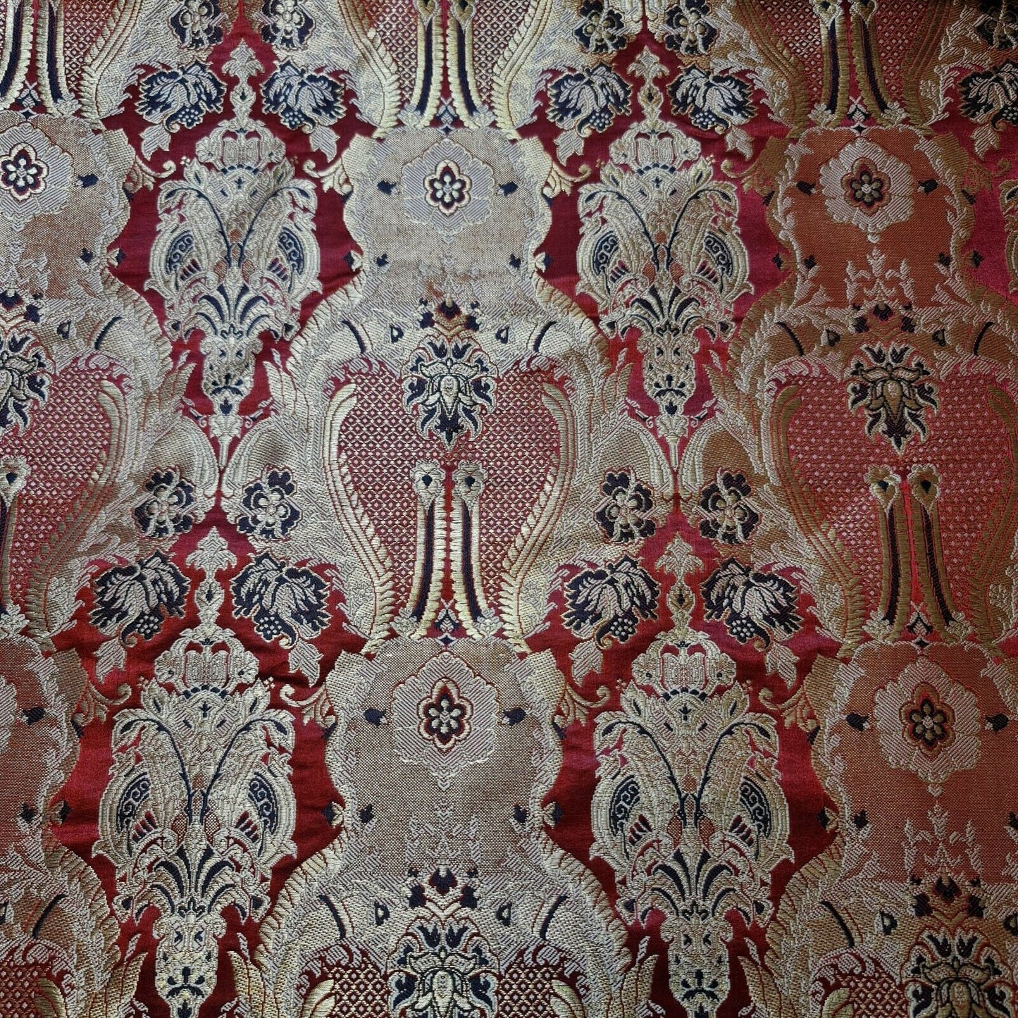 Ornamentaler Damast, hochwertiger, goldmetallischer indischer Banarasi-Brokatstoff, 111,8 cm (rot)