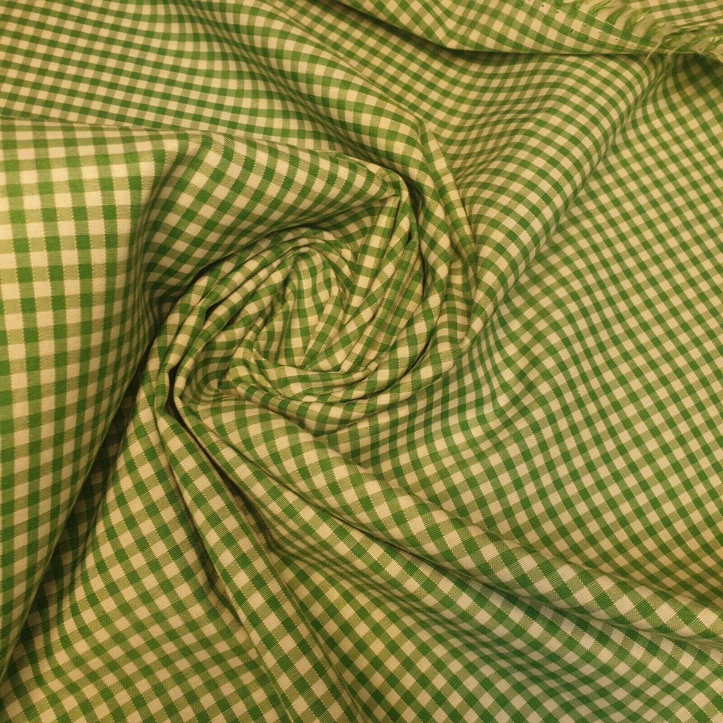 Emerald Gingham Polycotton Fabric 1/8" Check Sewing Dressmaking Curtains Uniform Table cover Material 44" Meter