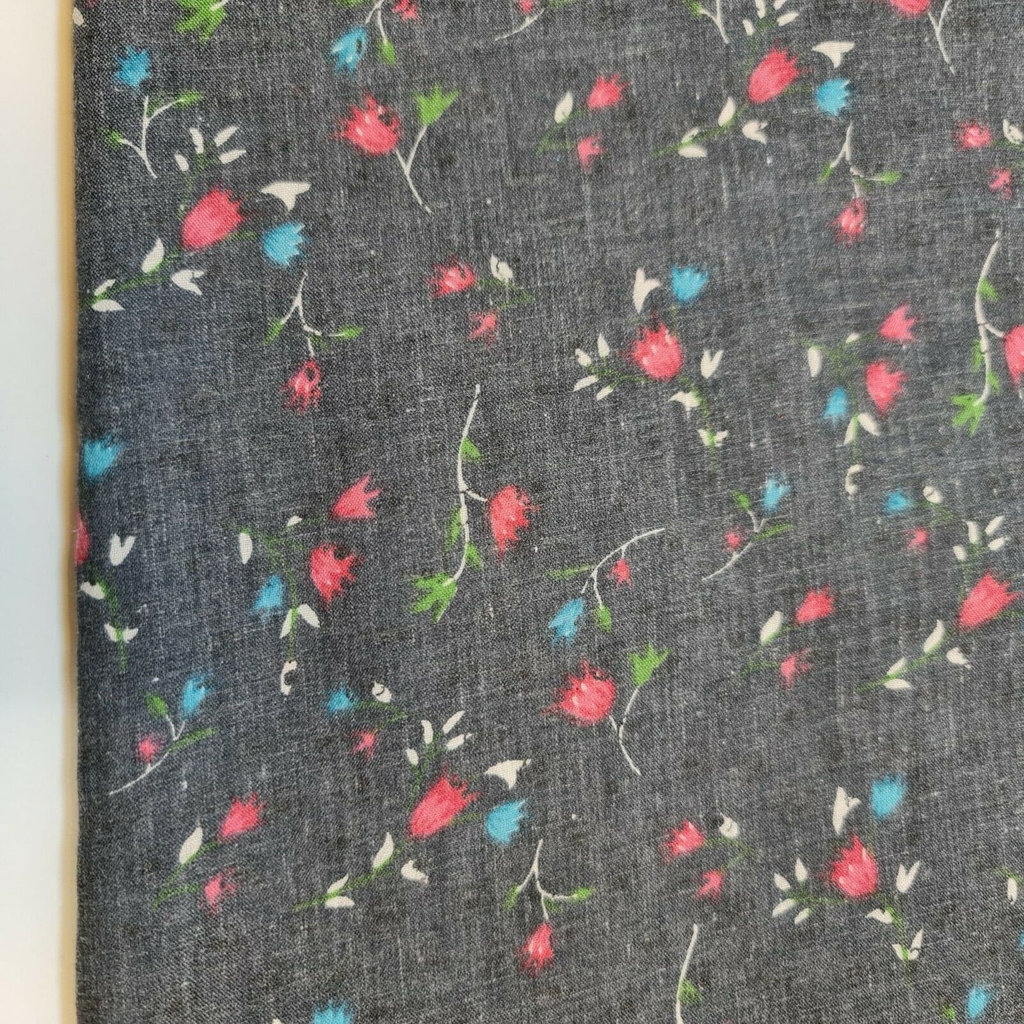 Grey Vintage Floral Printed Polycotton Soft Dress Craft Fabric 58" By The Meter