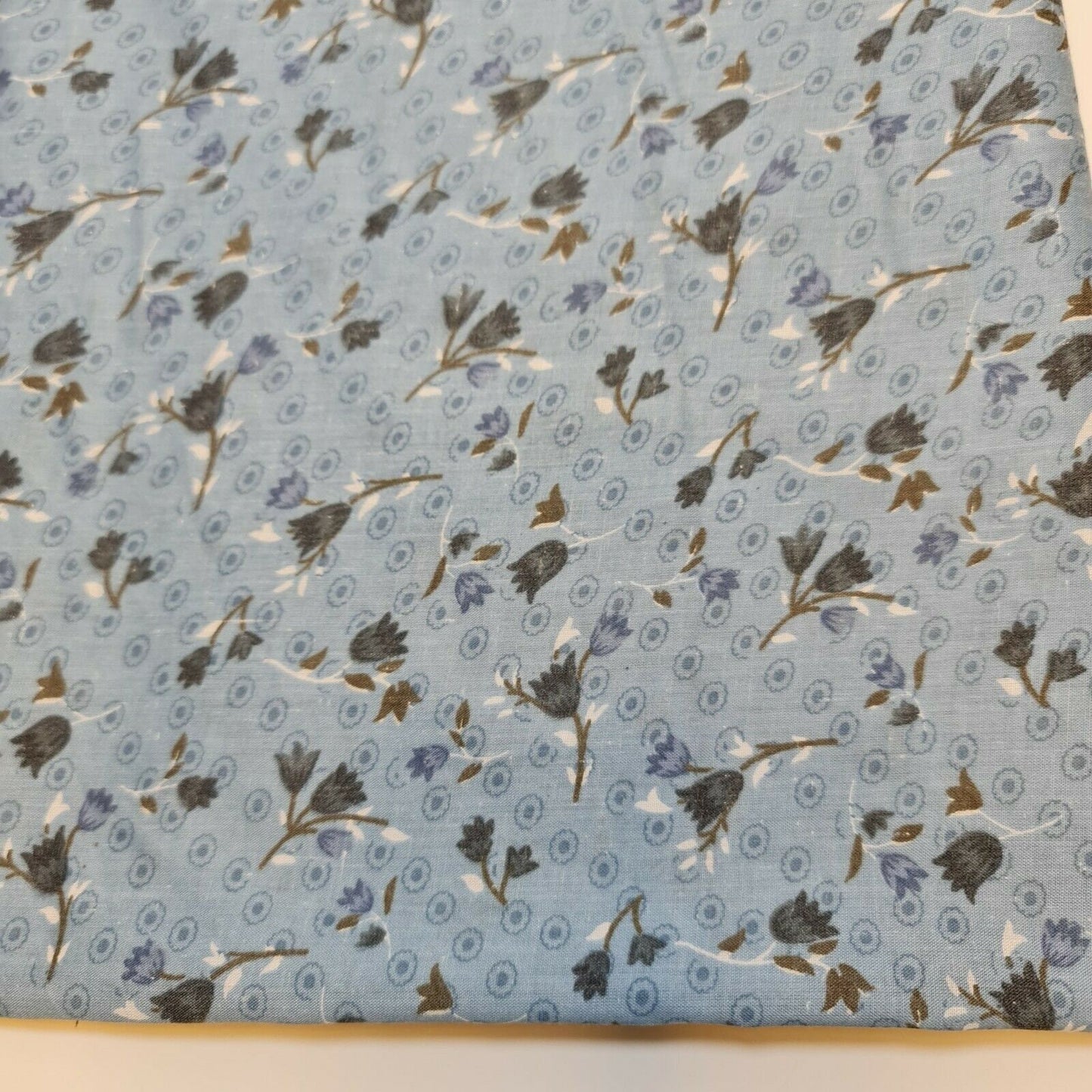 Sky Vintage Floral Printed Polycotton Soft Dress Craft Fabric 58" By The Meter