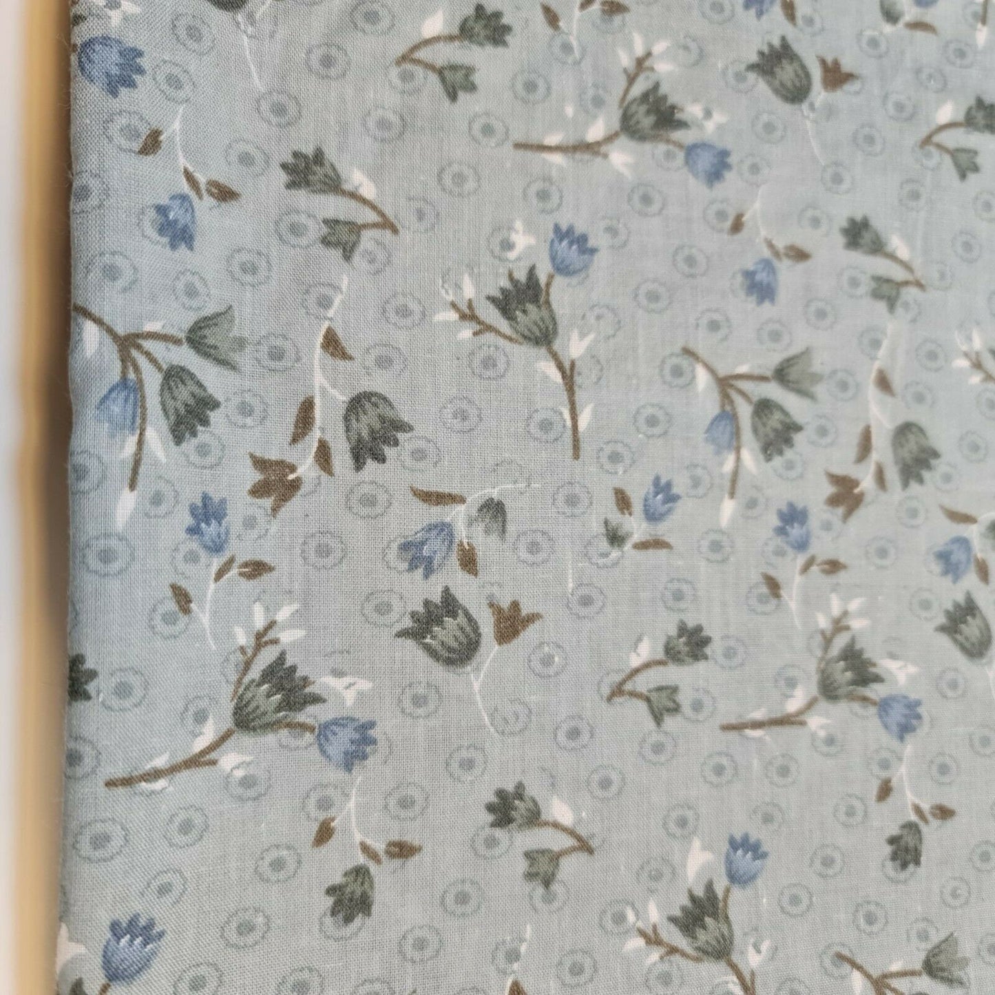 Duck Egg Vintage Floral Printed Polycotton Soft Dress Craft Fabric 58" By The Meter