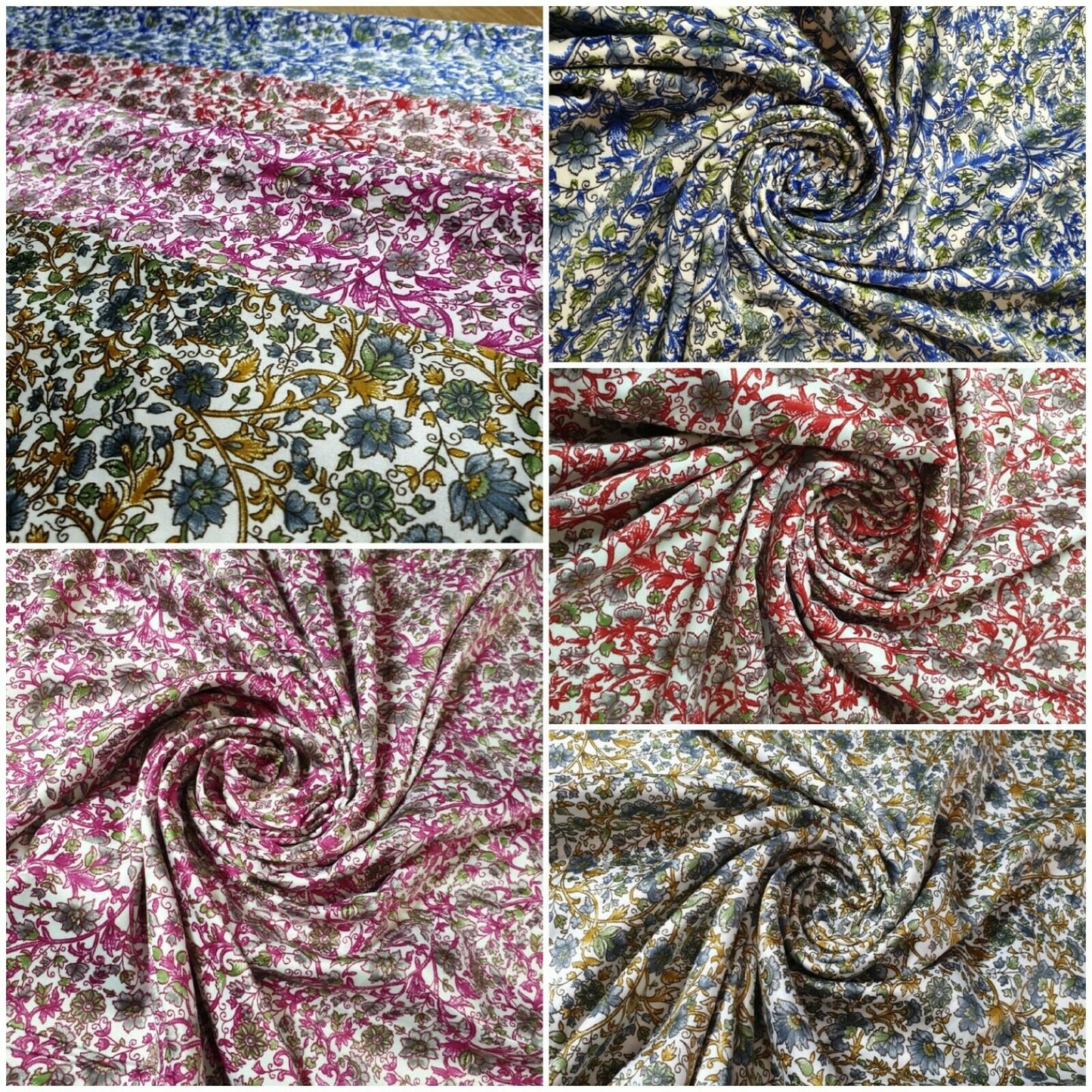 Kleiderstoff aus Seidensatin mit Blumenmuster, bedruckt, 147,3 cm, Meterware, d#2 (Farbe 2)