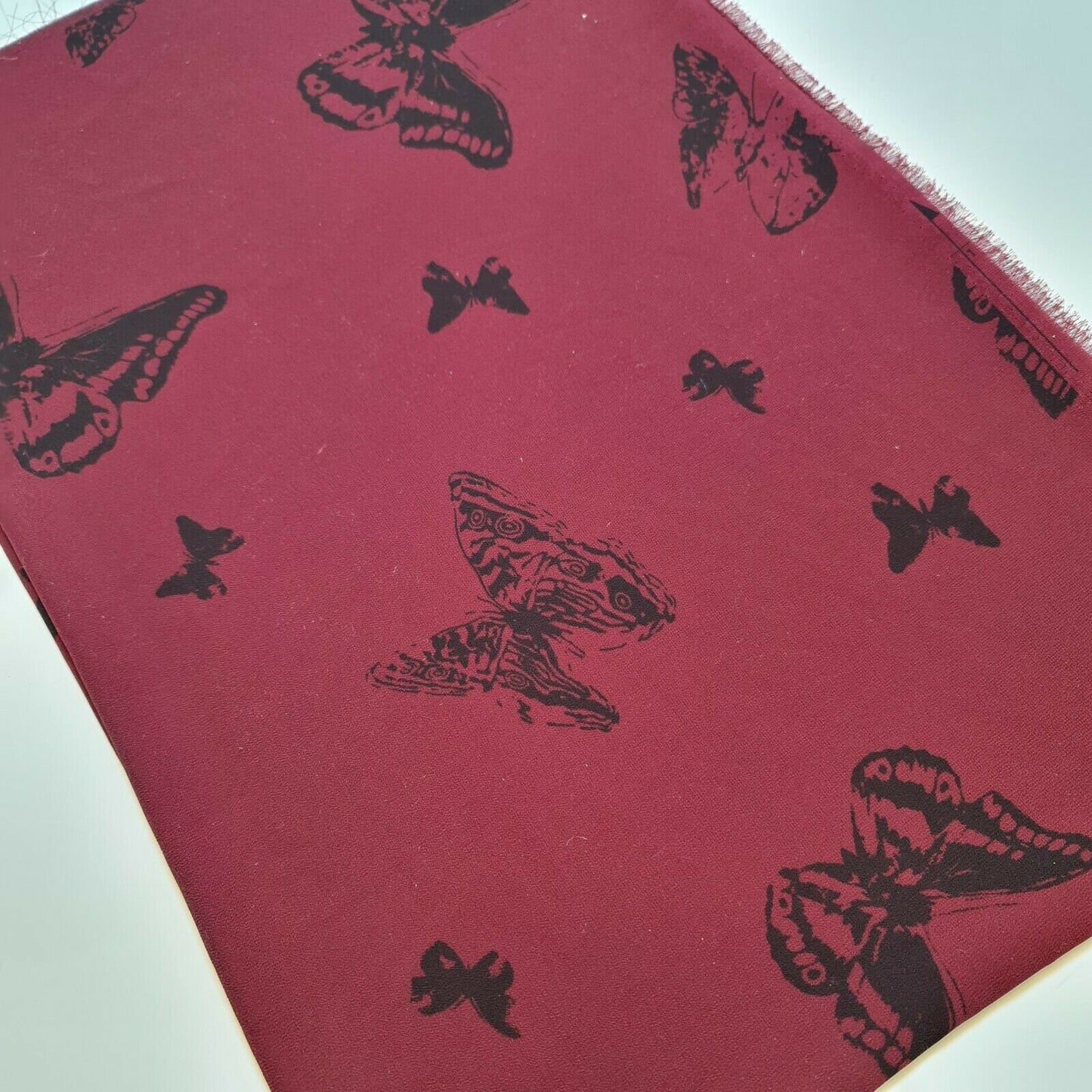 Butterfly Print Crepe Chiffon Georgette Burgundy Summer Dress Craft Fabric 58"