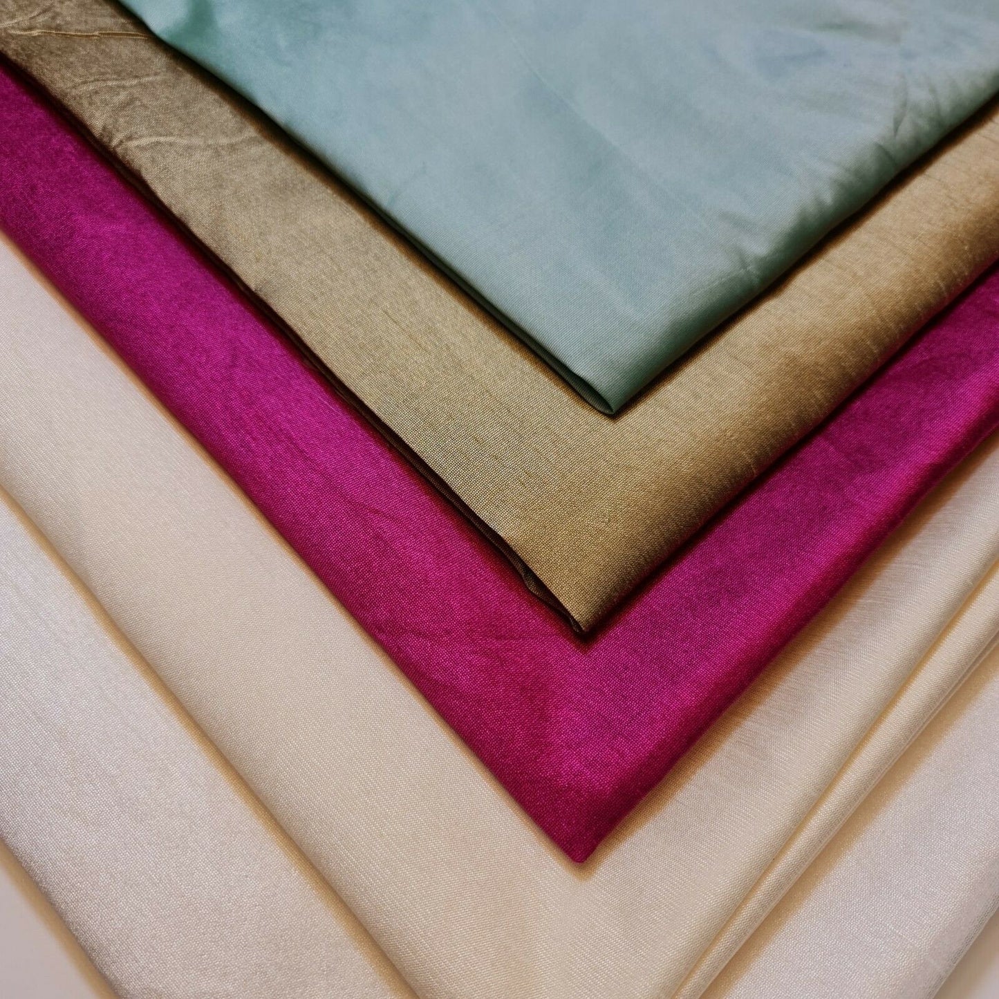 Unifarbener Slub Shot-Kunst-Dupion-Rohseidestoff, 100 % Polyester, Meterware (Creme)