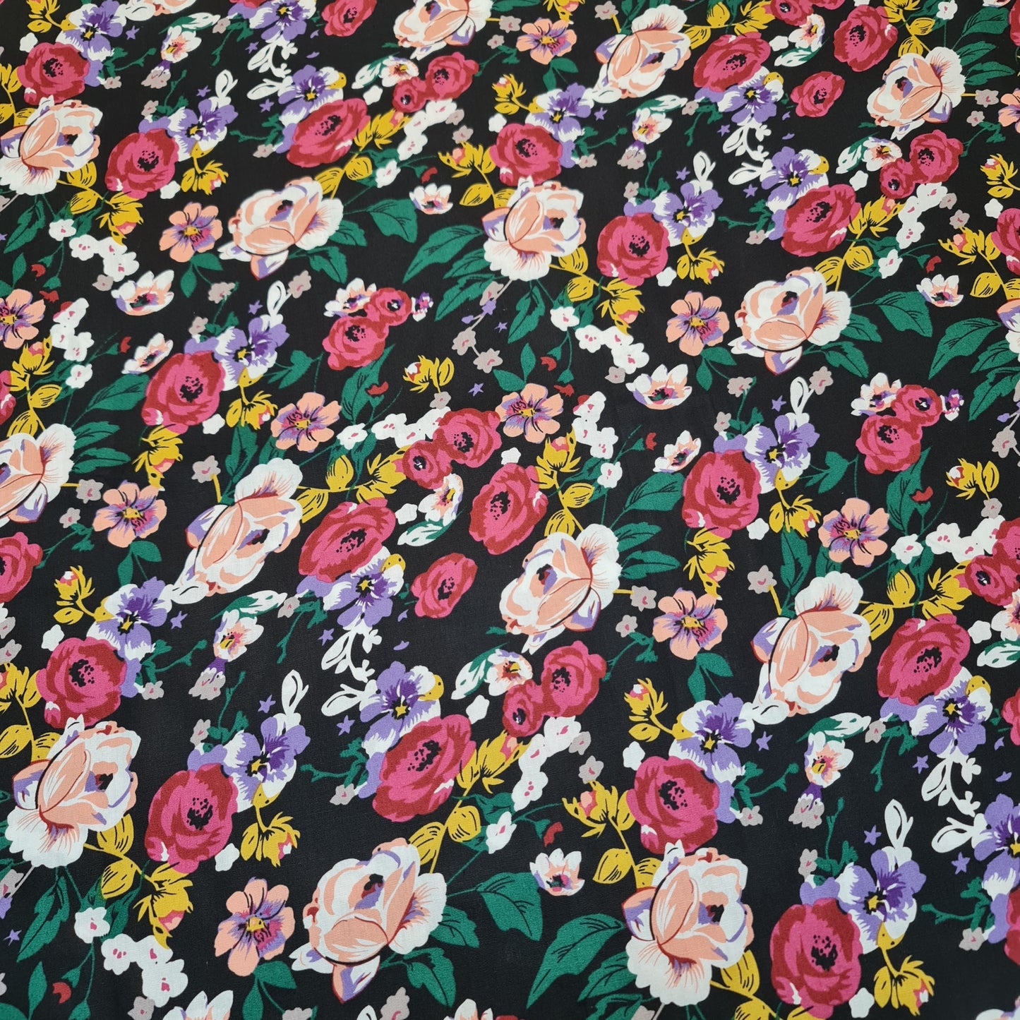 100% Cotton Poplin Floral Bloom Flower Fabric Dress Craft Quilting Costume Material 58" By The Meter