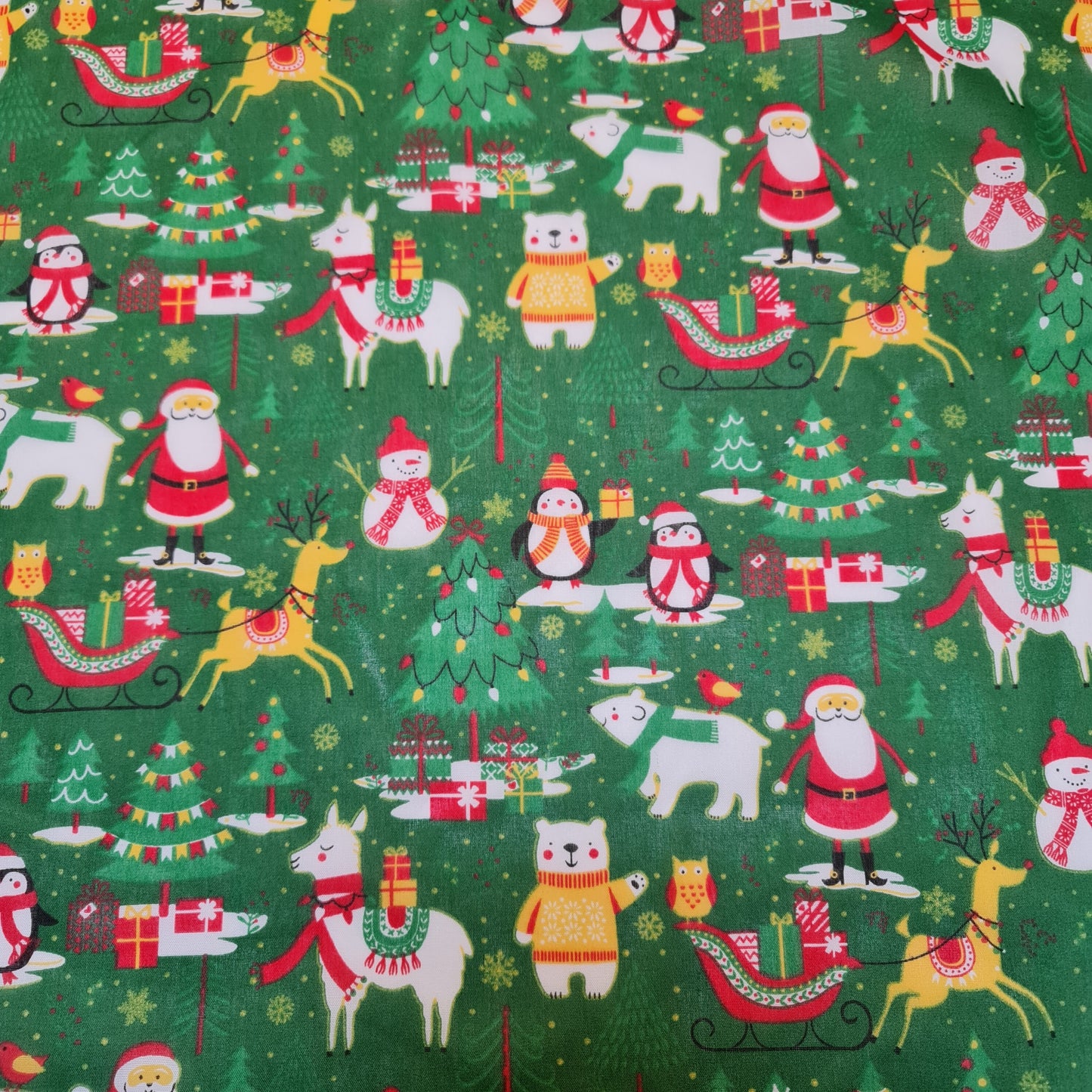 Christmas Polycotton Print Santa Reindeer Ginger man Festival Polycotton (112cm wide) Print -7