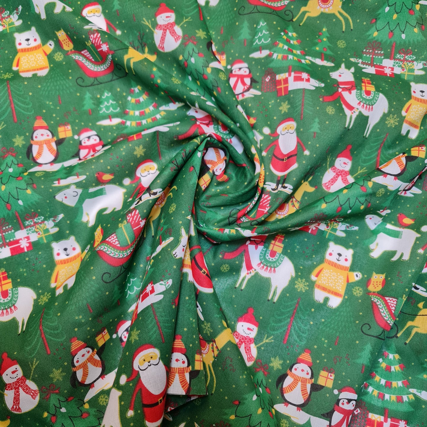 Christmas Polycotton Print Santa Reindeer Ginger man Festival Polycotton (112cm wide) Print -7