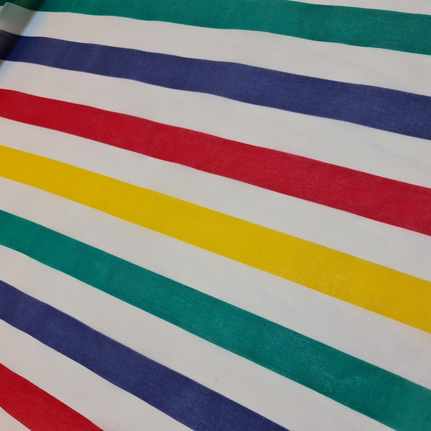 Multi Colour Wide Stripe Polycotton Fabric 44" Wide | Rainbow Stripe Dressmaking, Craft & Quilting Material by the Metre